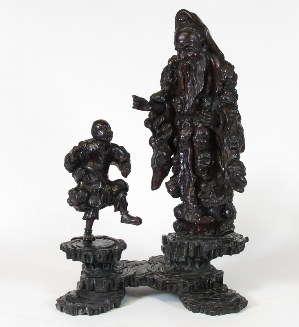 CHINESE CARVED ROOTWOOD FIGURE GROUP