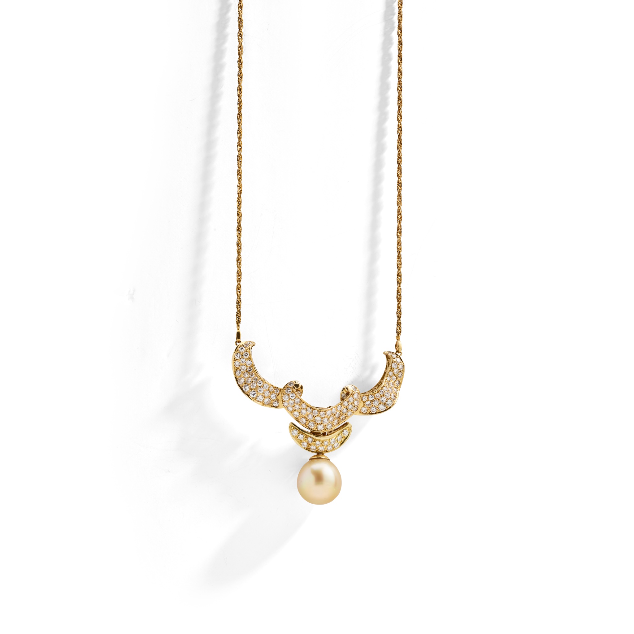 A cultured pearl and diamond necklace