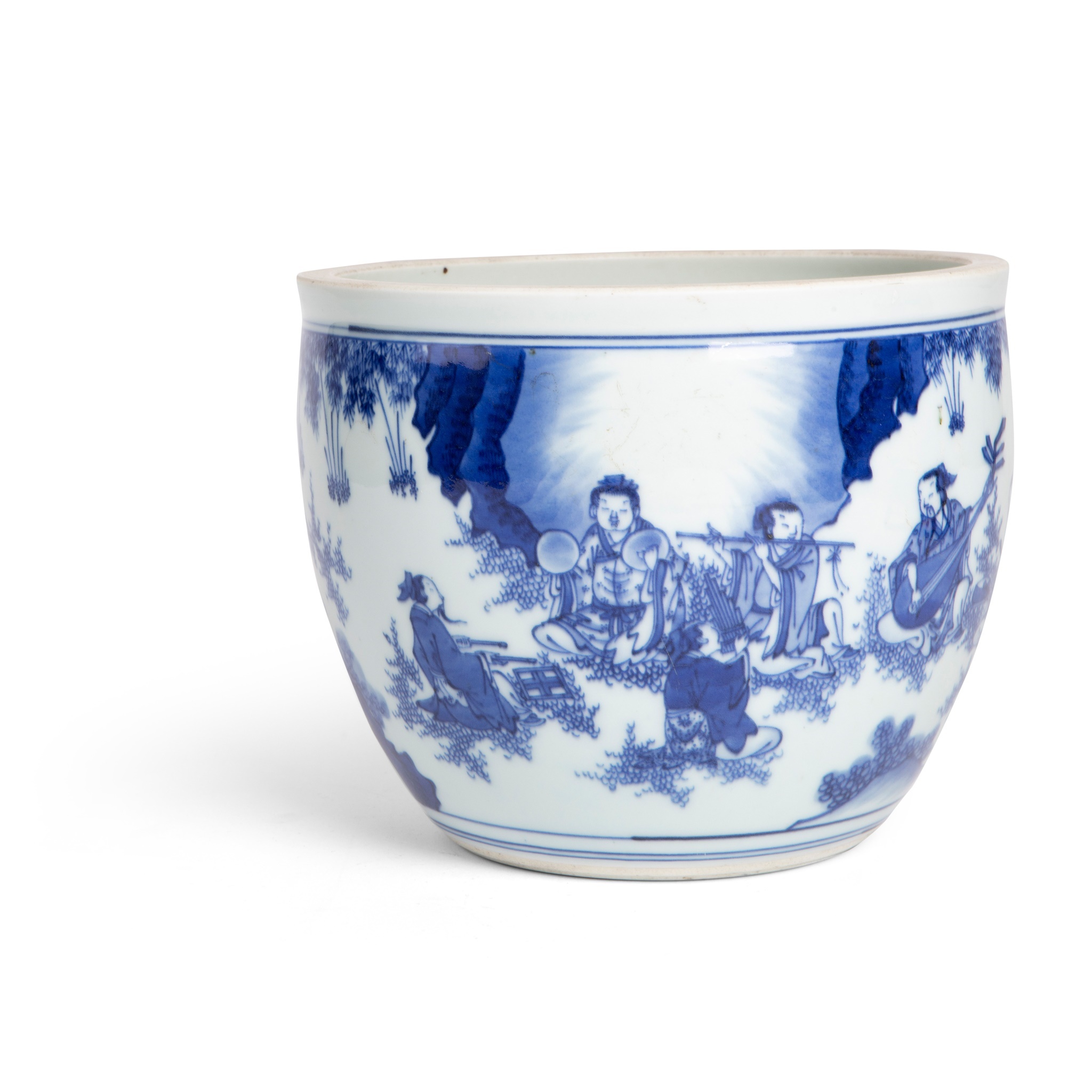 BLUE AND WHITE 'SEVEN SAGES OF THE BAMBOO GROVE' BASIN