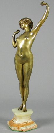 An Art Nouveau patinated bronze figure by P. Phillipe