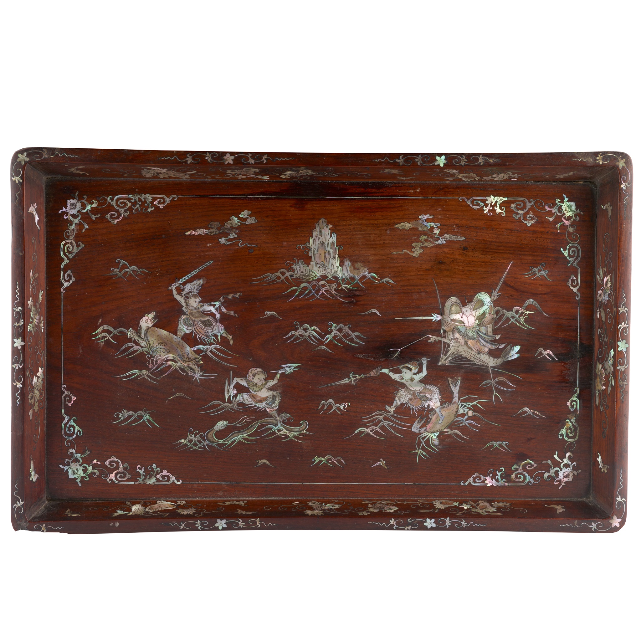 MOTHER-OF-PEARL-INLAID HONGMU TRAY