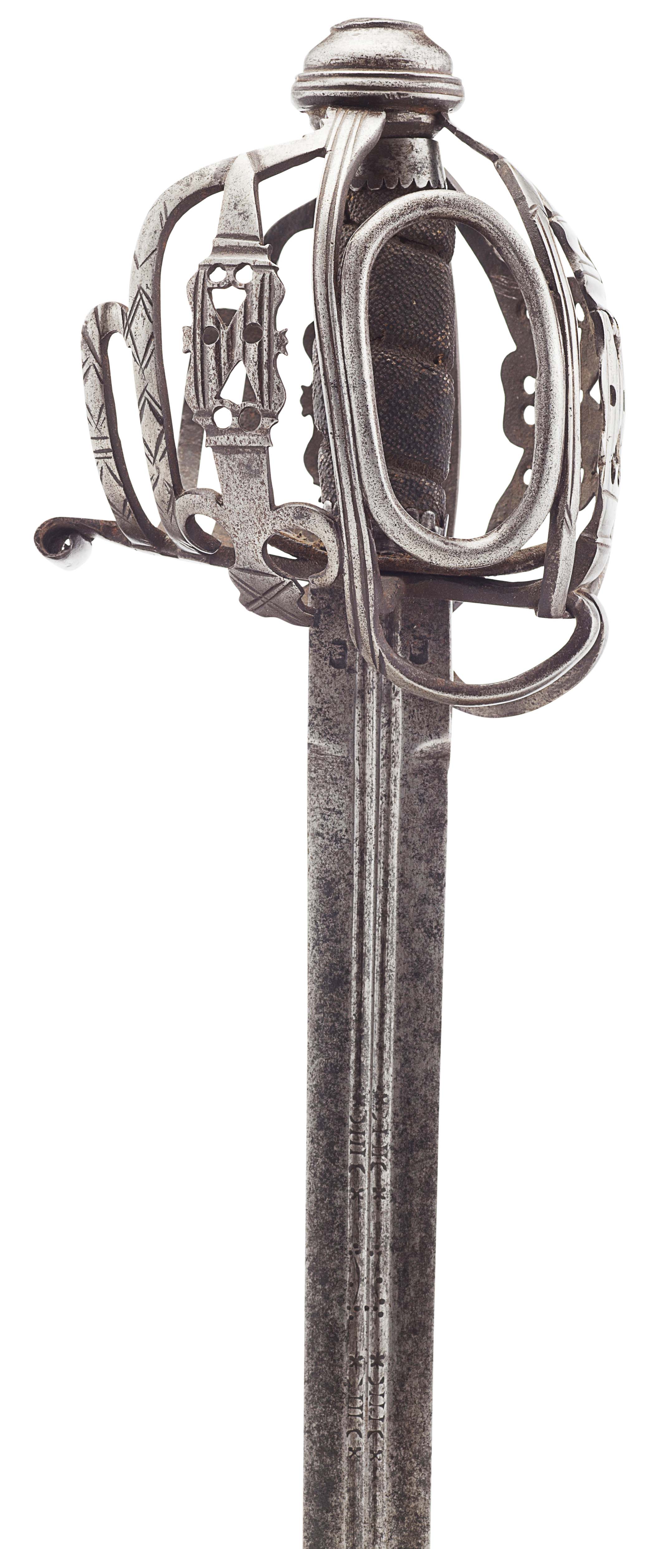 Walter Allen, Stirling - A fine Scottish basket hilted broad sword of Stirling type, circa 1700