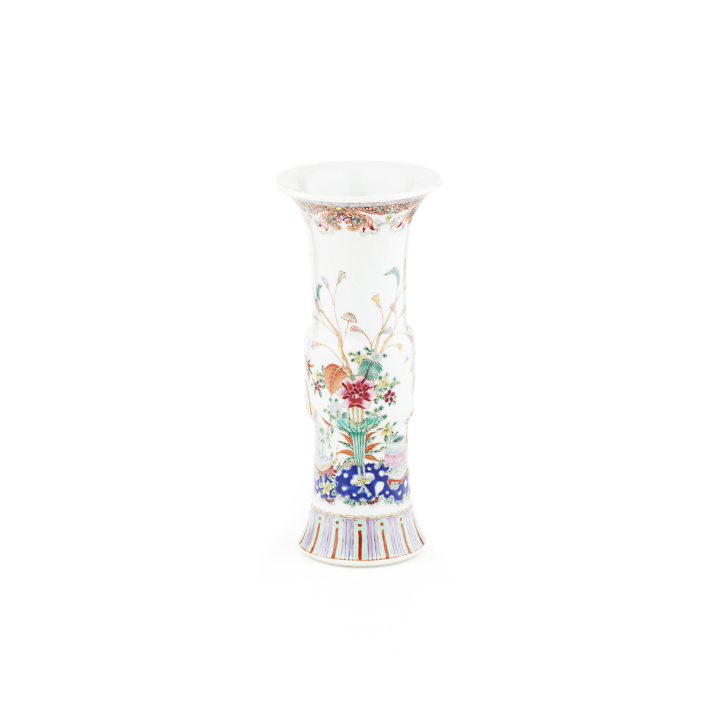 FAMILLE ROSE GU-SHAPED VASE
