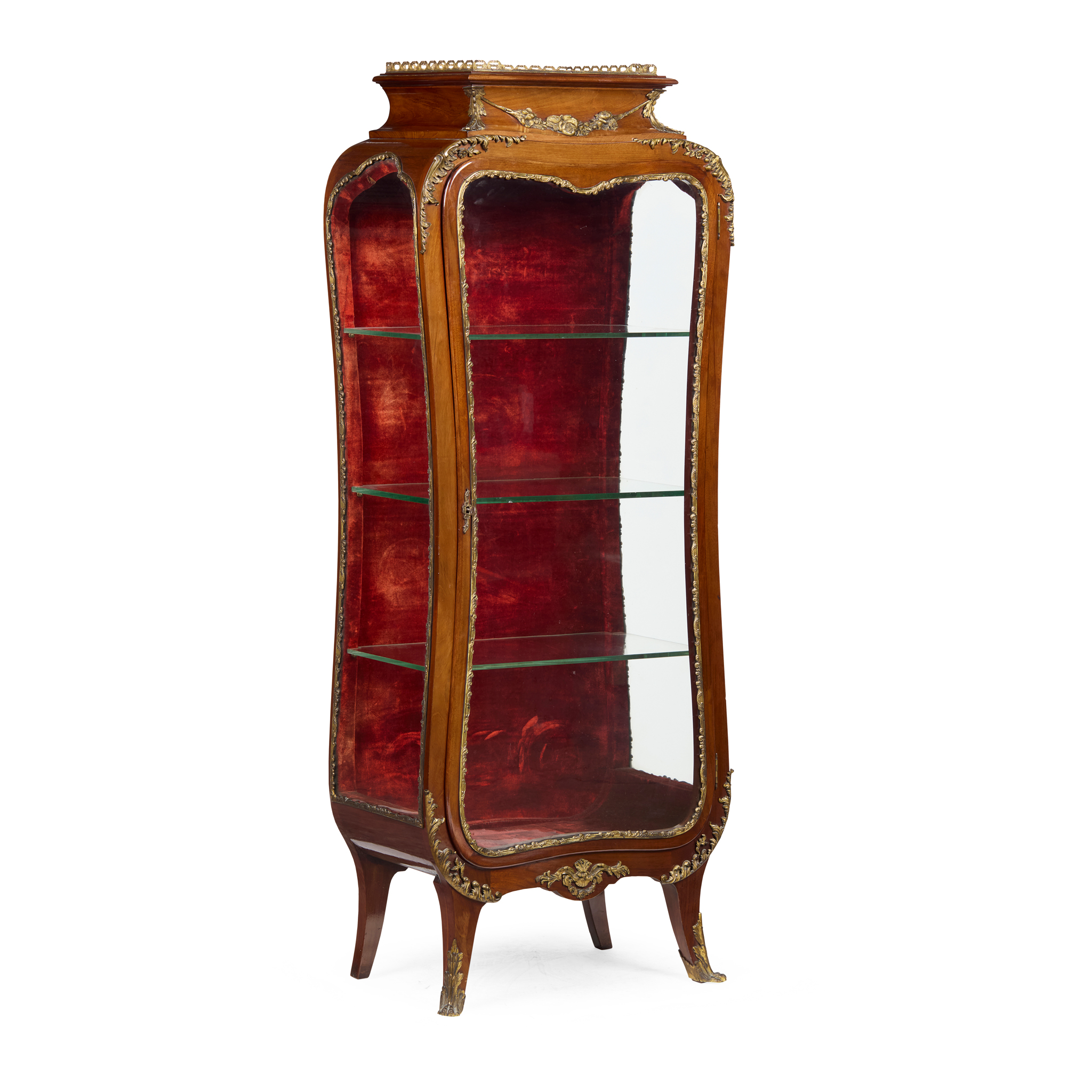 FRENCH MAHOGANY AND GILT METAL MOUNTED VITRINE CABINET
