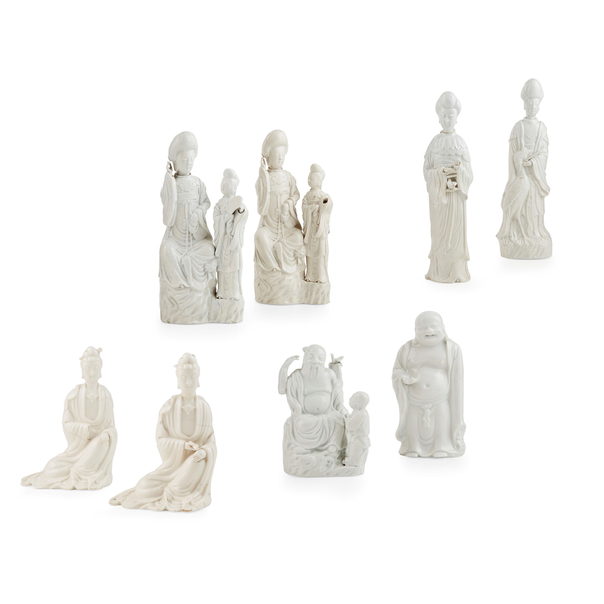 GROUP OF EIGHT DEHUA FIGURES