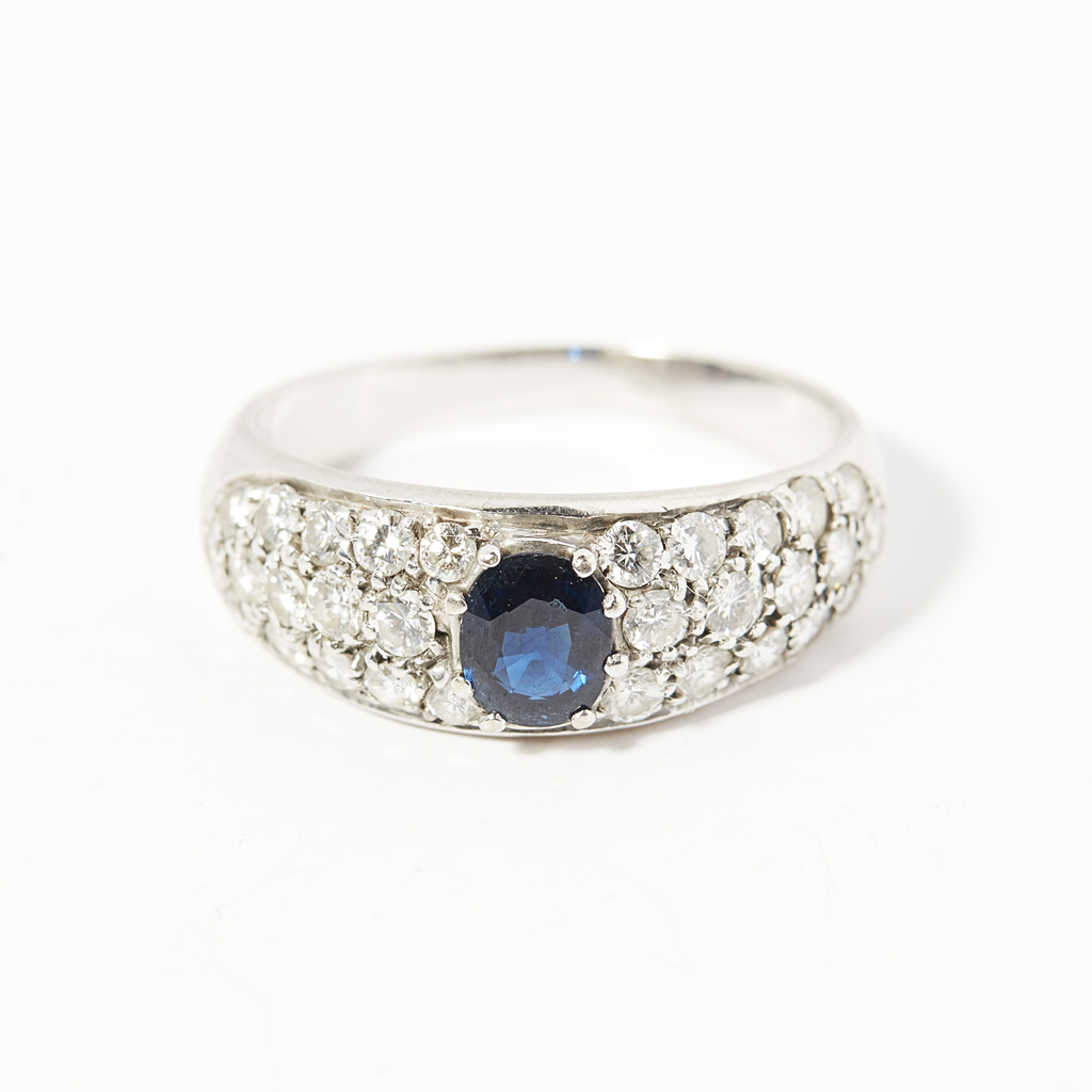 A sapphire and diamond set ring
