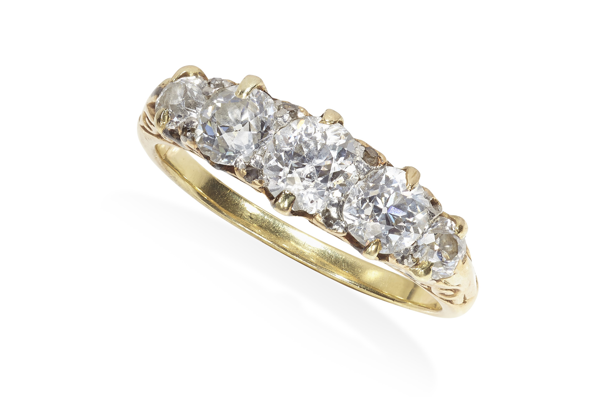 A late Victorian five stone diamond ring