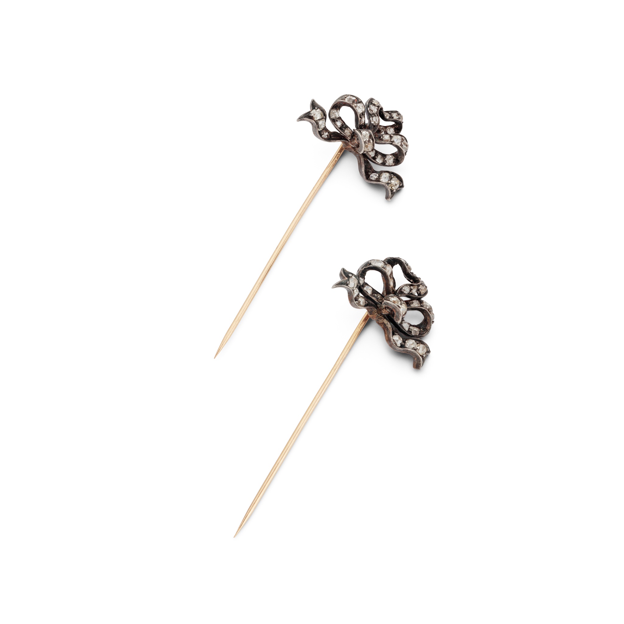 A pair of late 19th century diamond-set bows