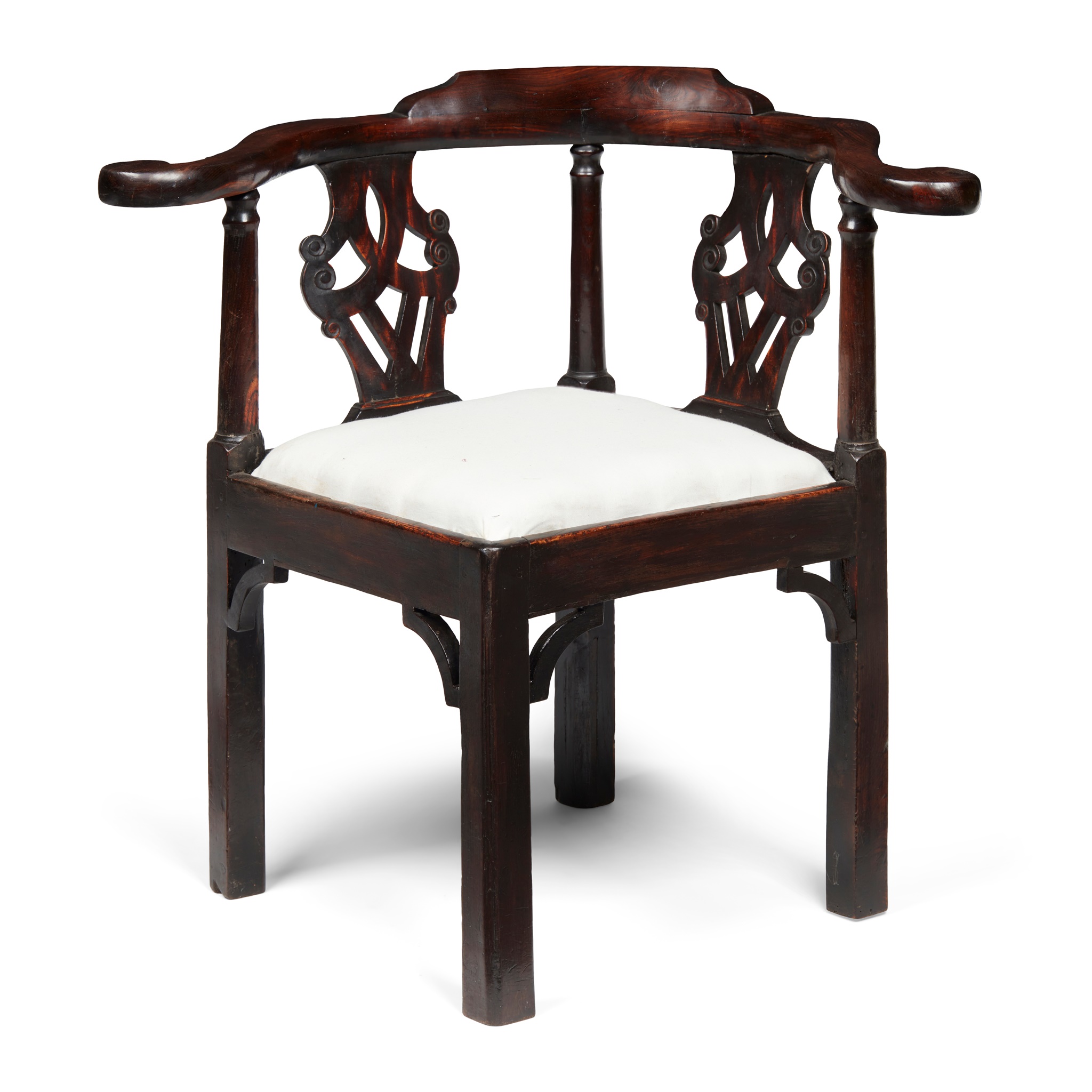A SCOTTISH GEORGE III LABURNUM CORNER CHAIR