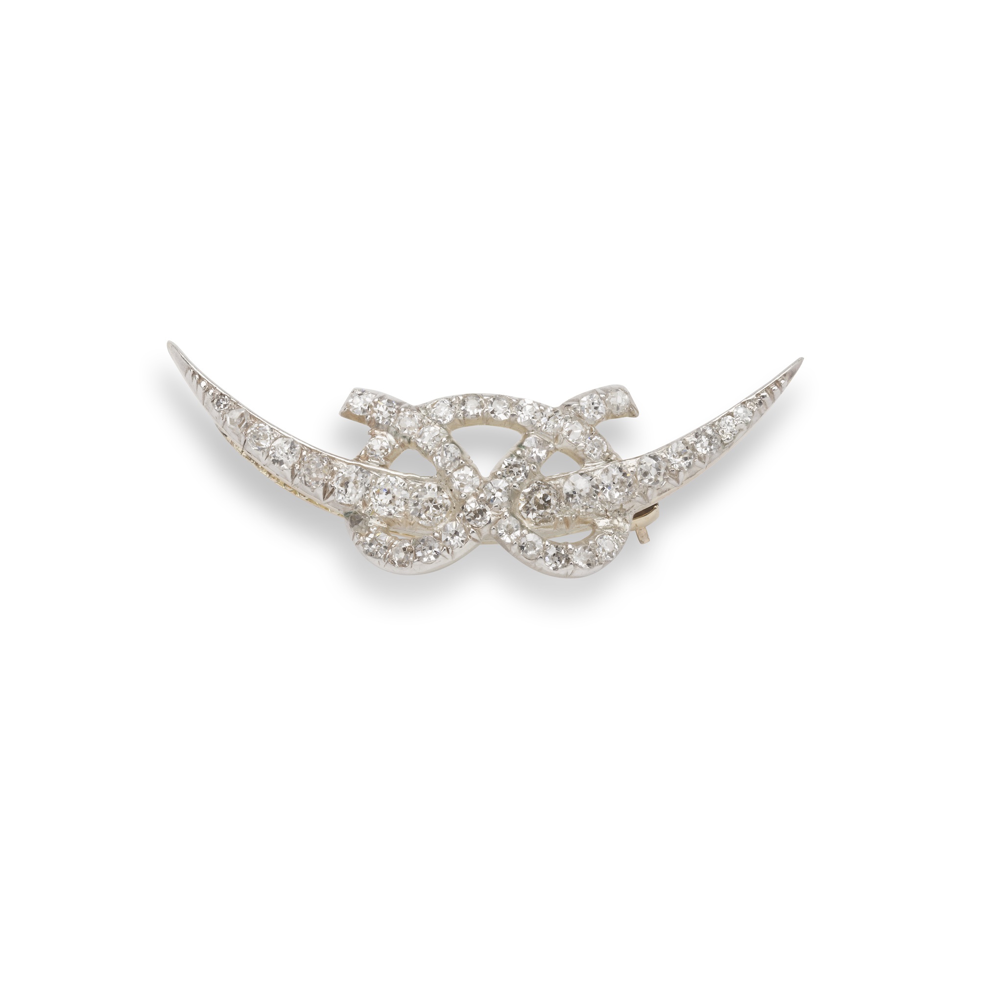 A late Victorian diamond crescent brooch