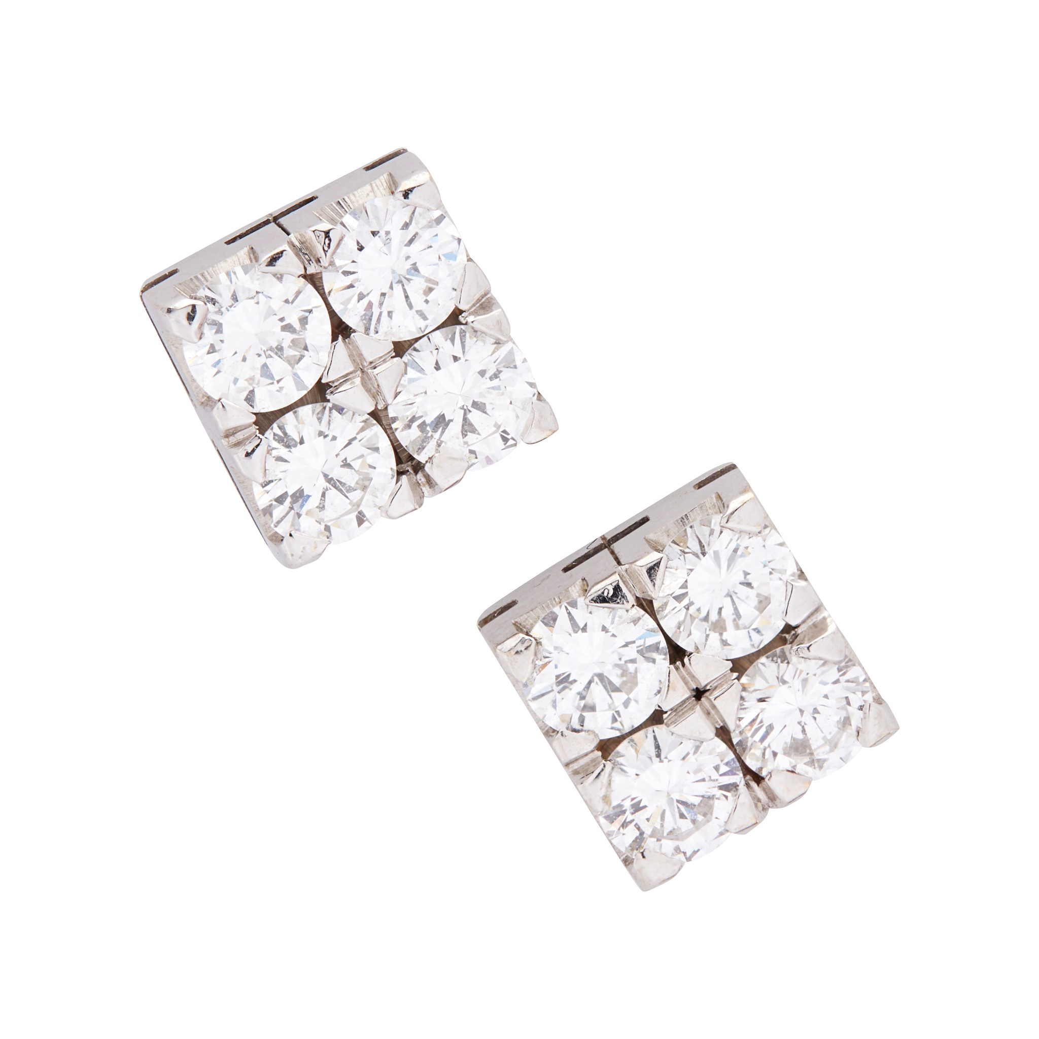 A pair of diamond cluster earrings