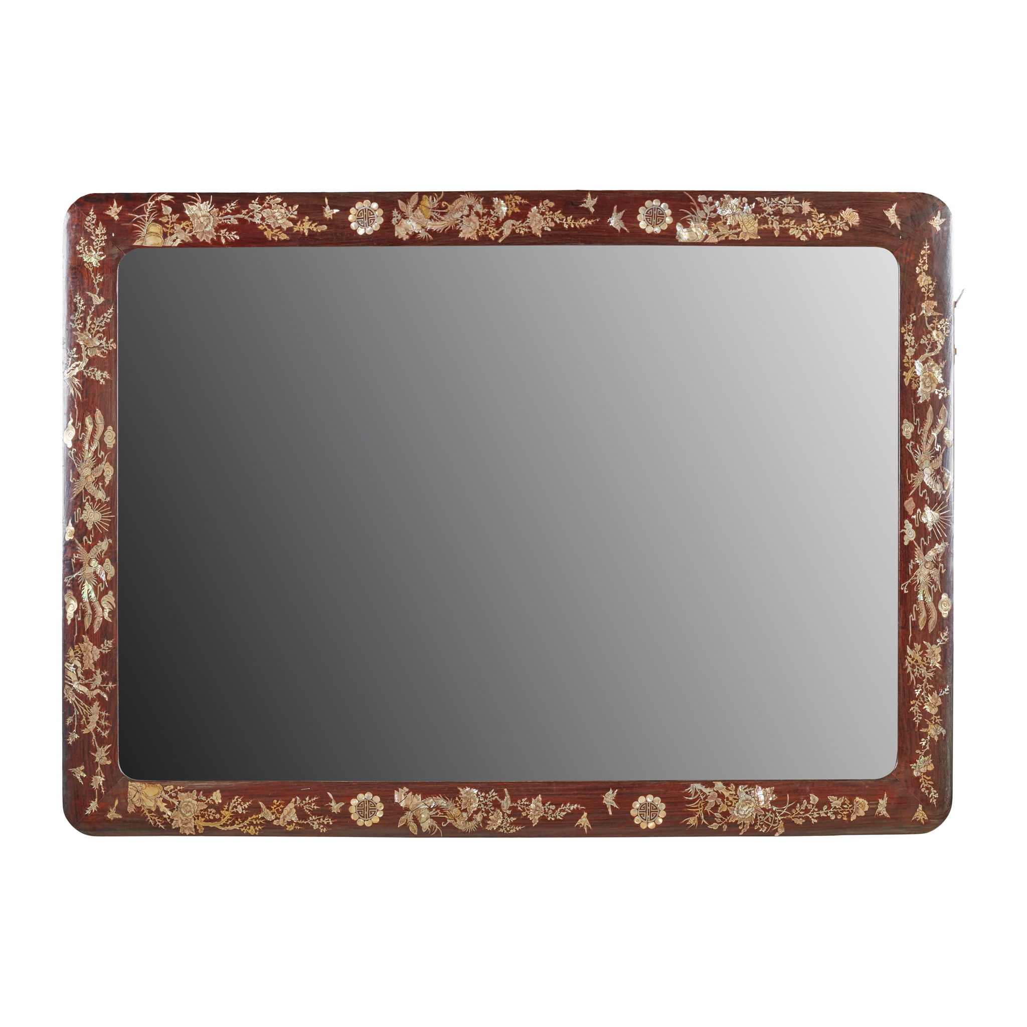 CHINESE ROSEWOOD AND MOTHER-OF-PEARL MIRROR