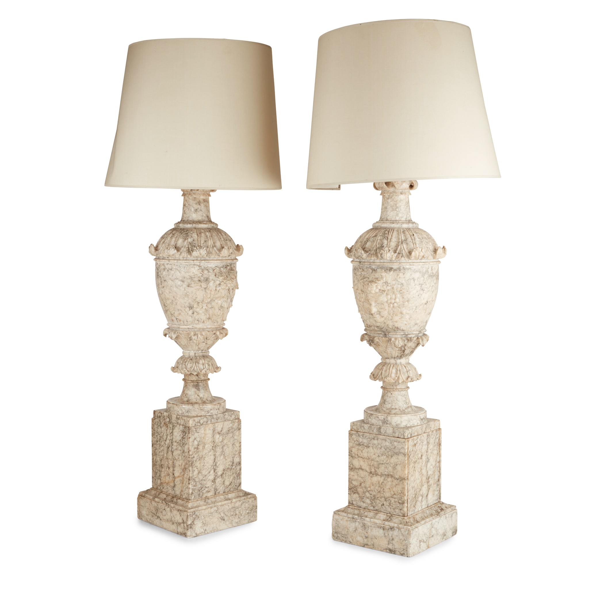 PAIR OF LARGE ITALIAN GREY MARBLE LAMPS