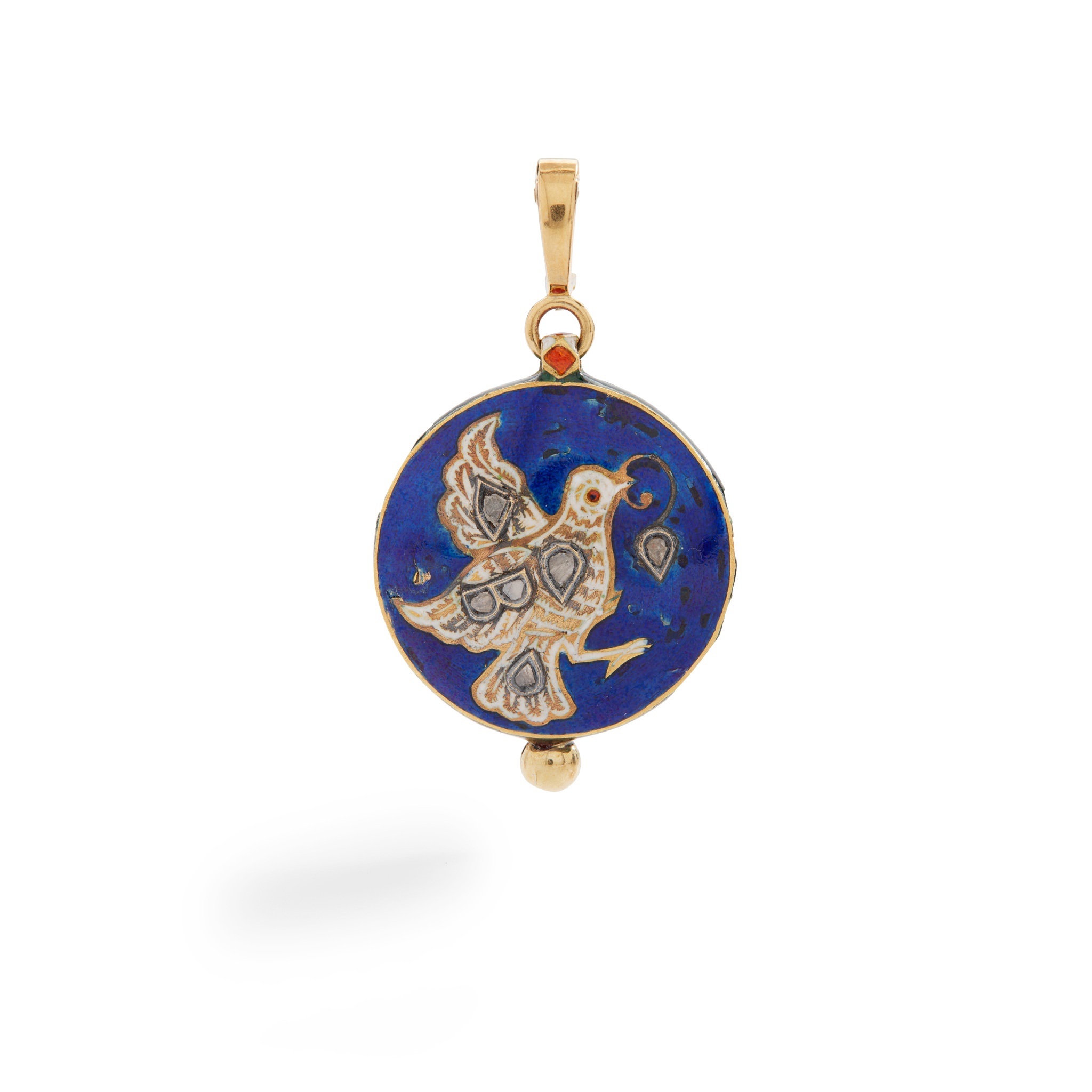 An Indian enamel and diamond pendant