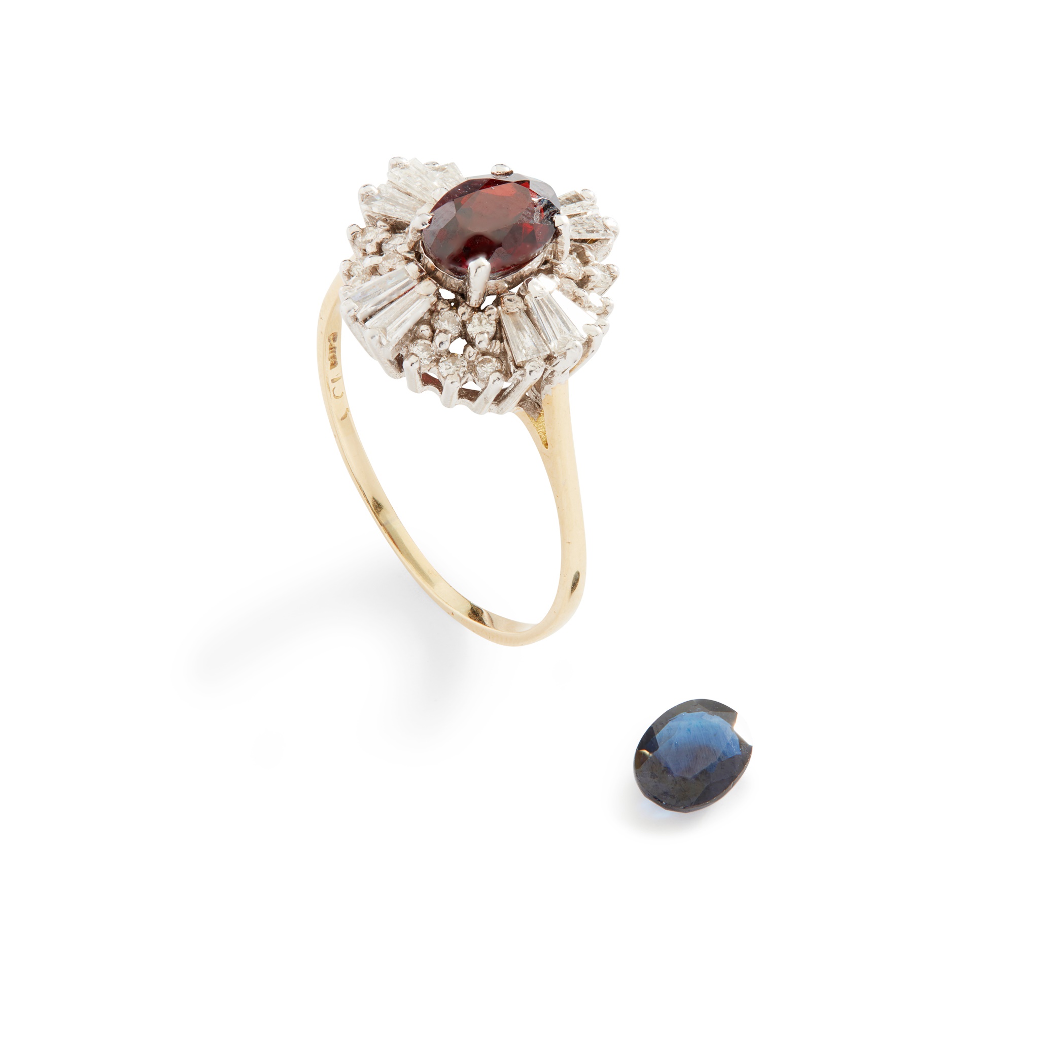 A garnet and diamond cluster ring