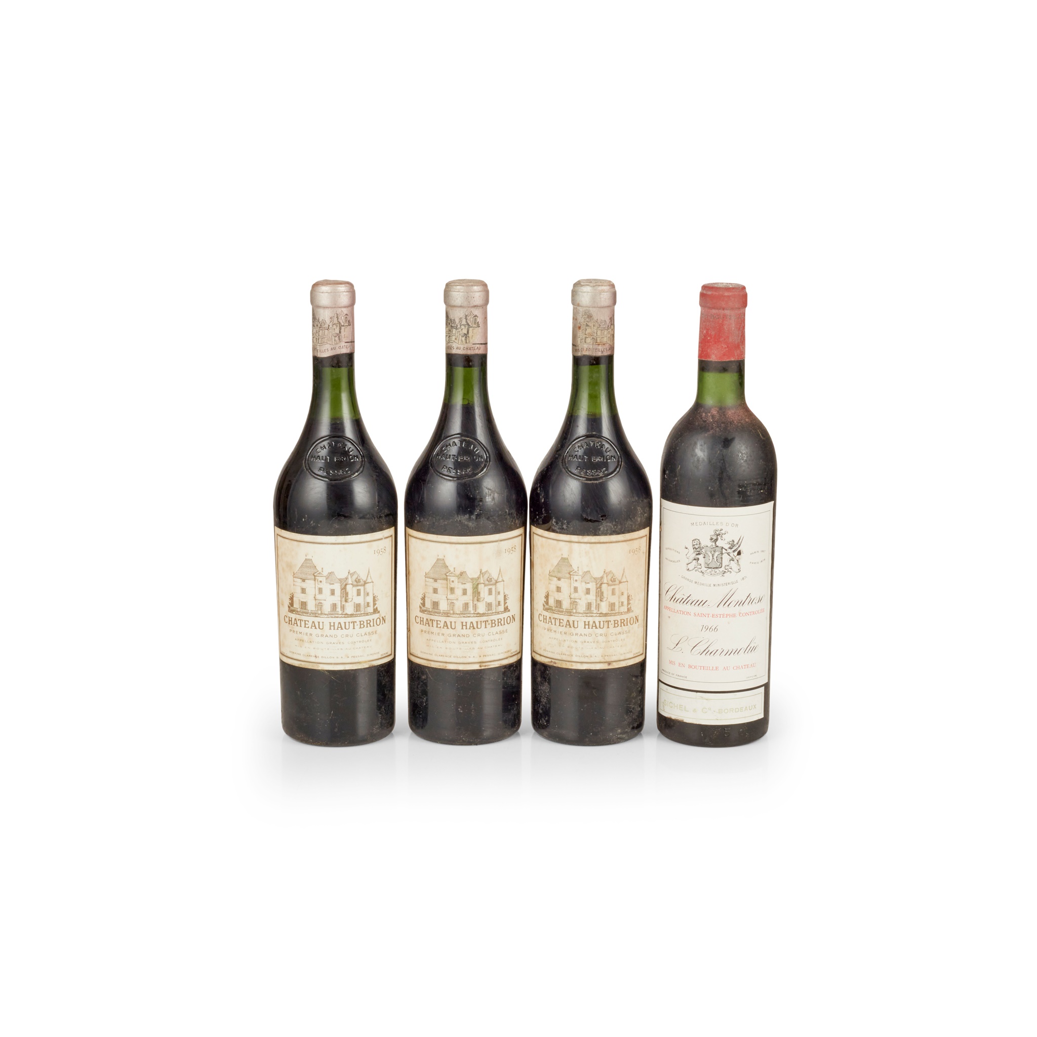 Four bottles of Bordeaux wine