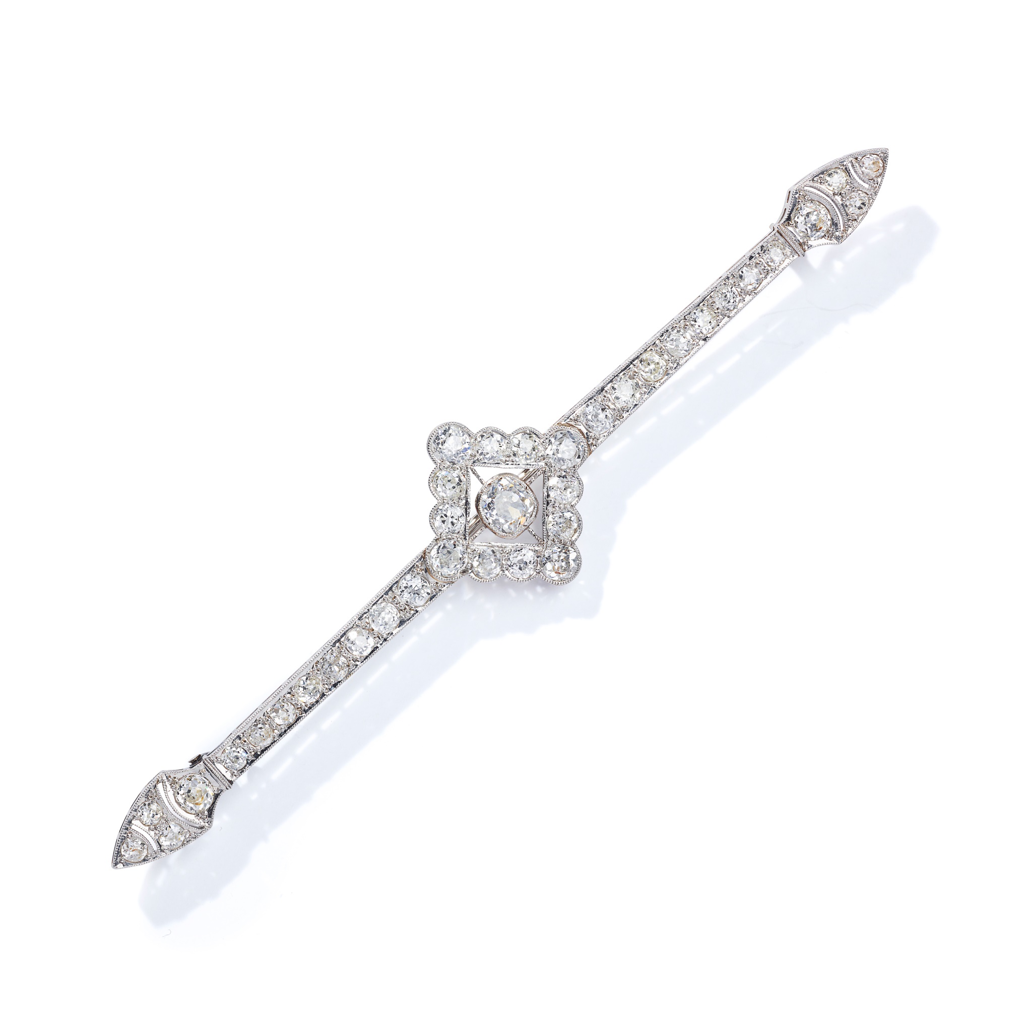 An early 20th century diamond bar brooch