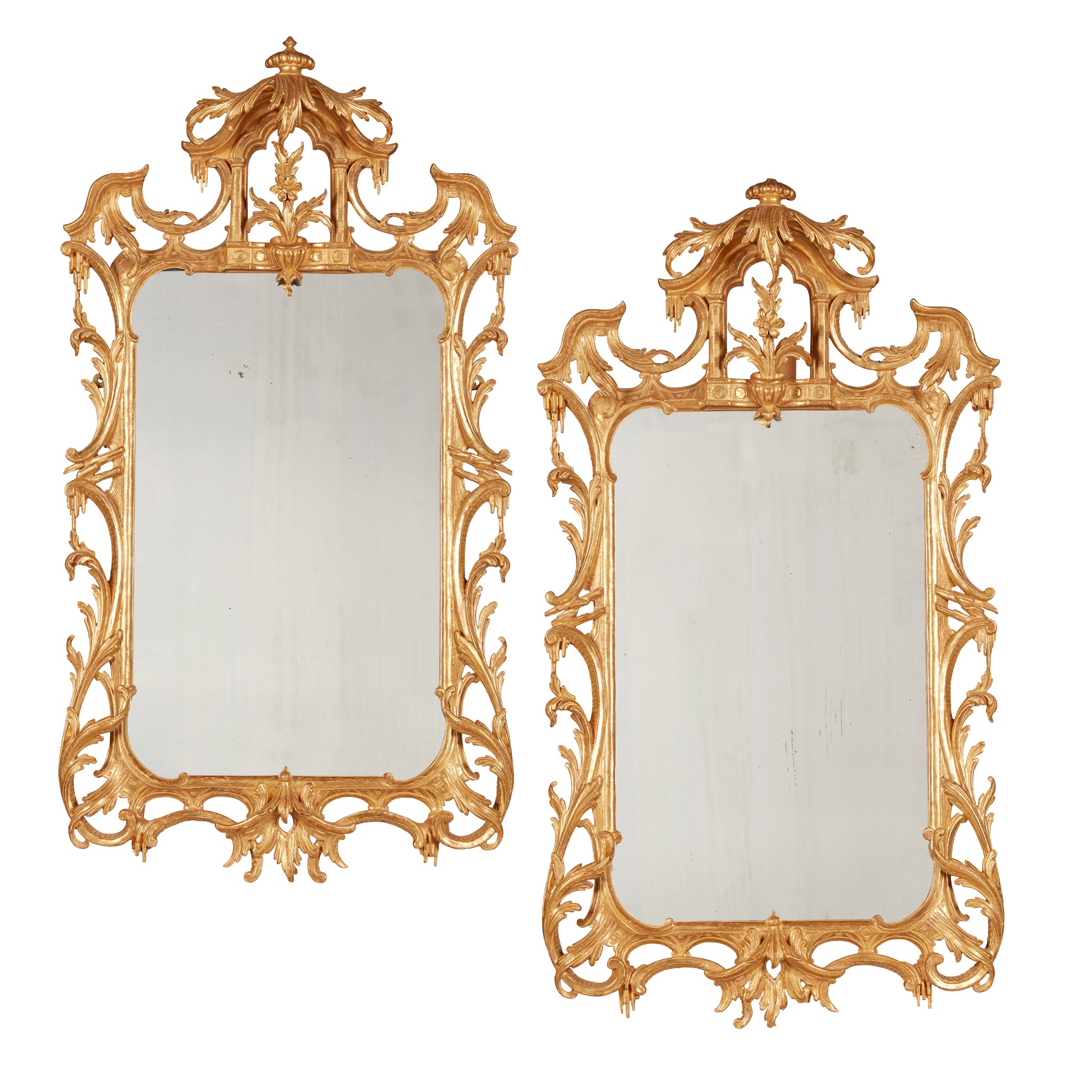 PAIR OF CHINESE CHIPPENDALE STYLE GILTWOOD MIRRORS