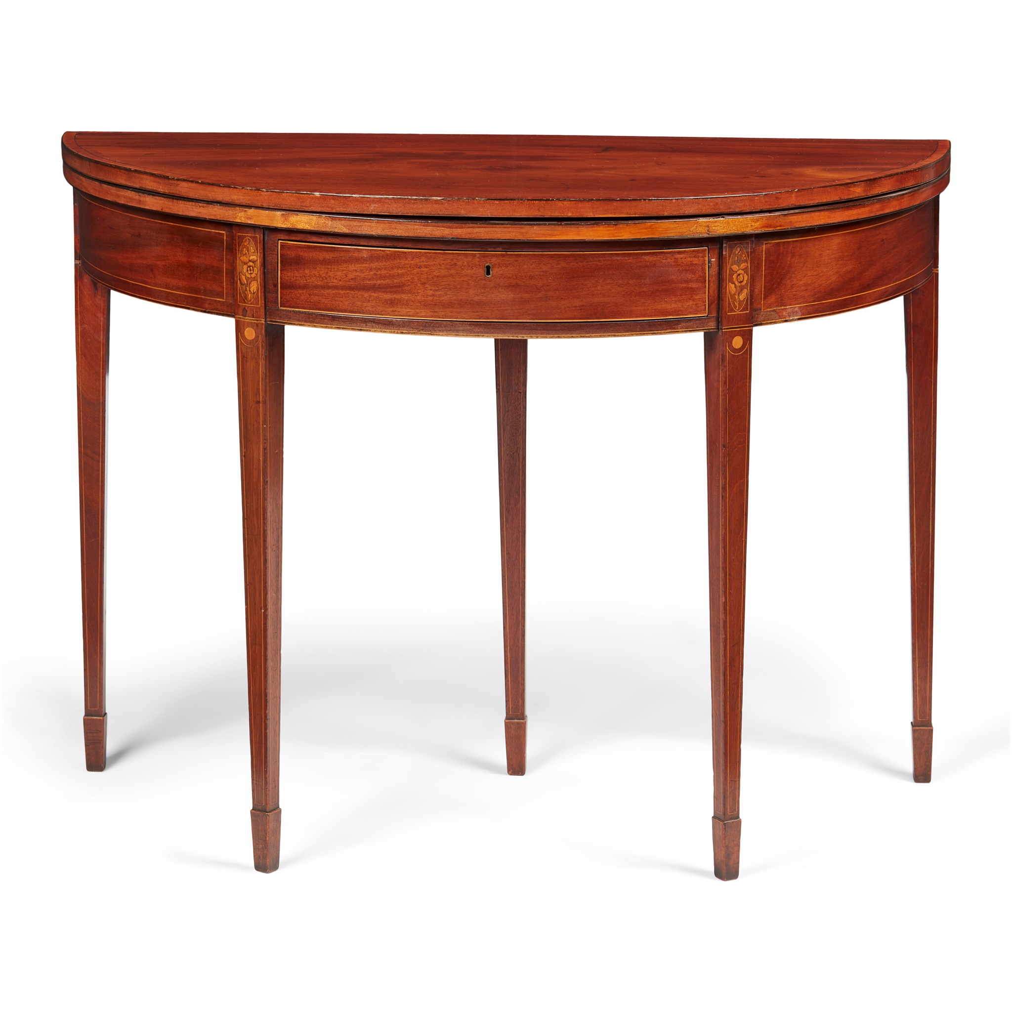 SCOTTISH GEORGE III MAHOGANY AND BOXWOOD INLAID TEA TABLE