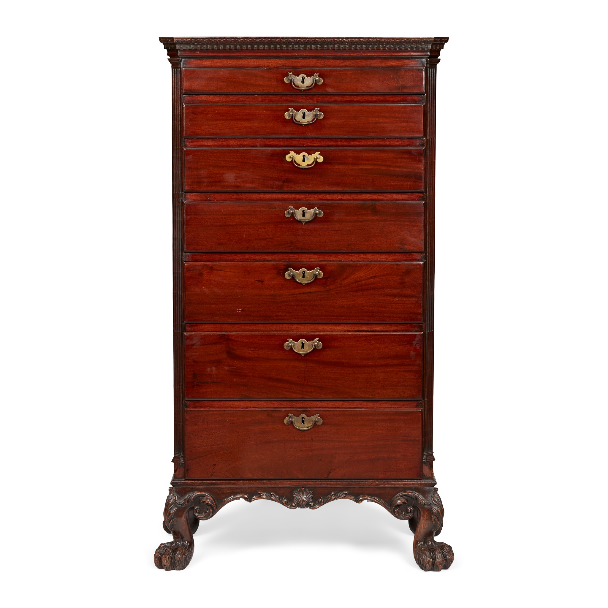 GEORGE II MAHOGANY TALL CHEST OF DRAWERS