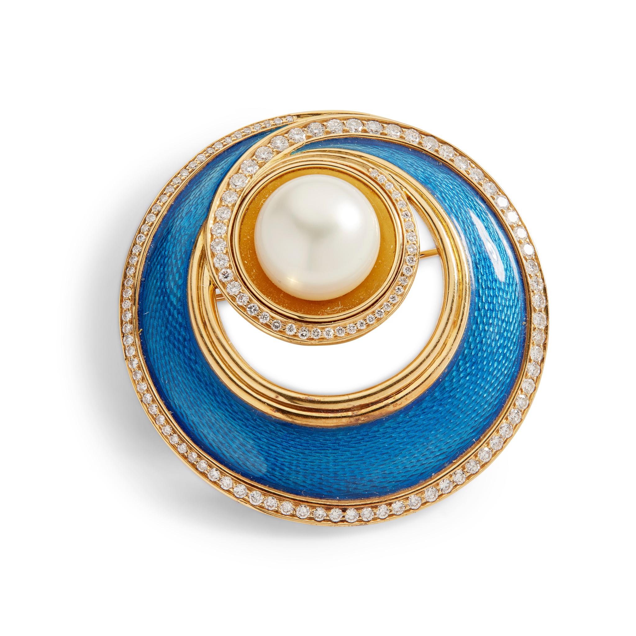 A South Sea pearl, diamond and enamel brooch, by Leo de Vroomen