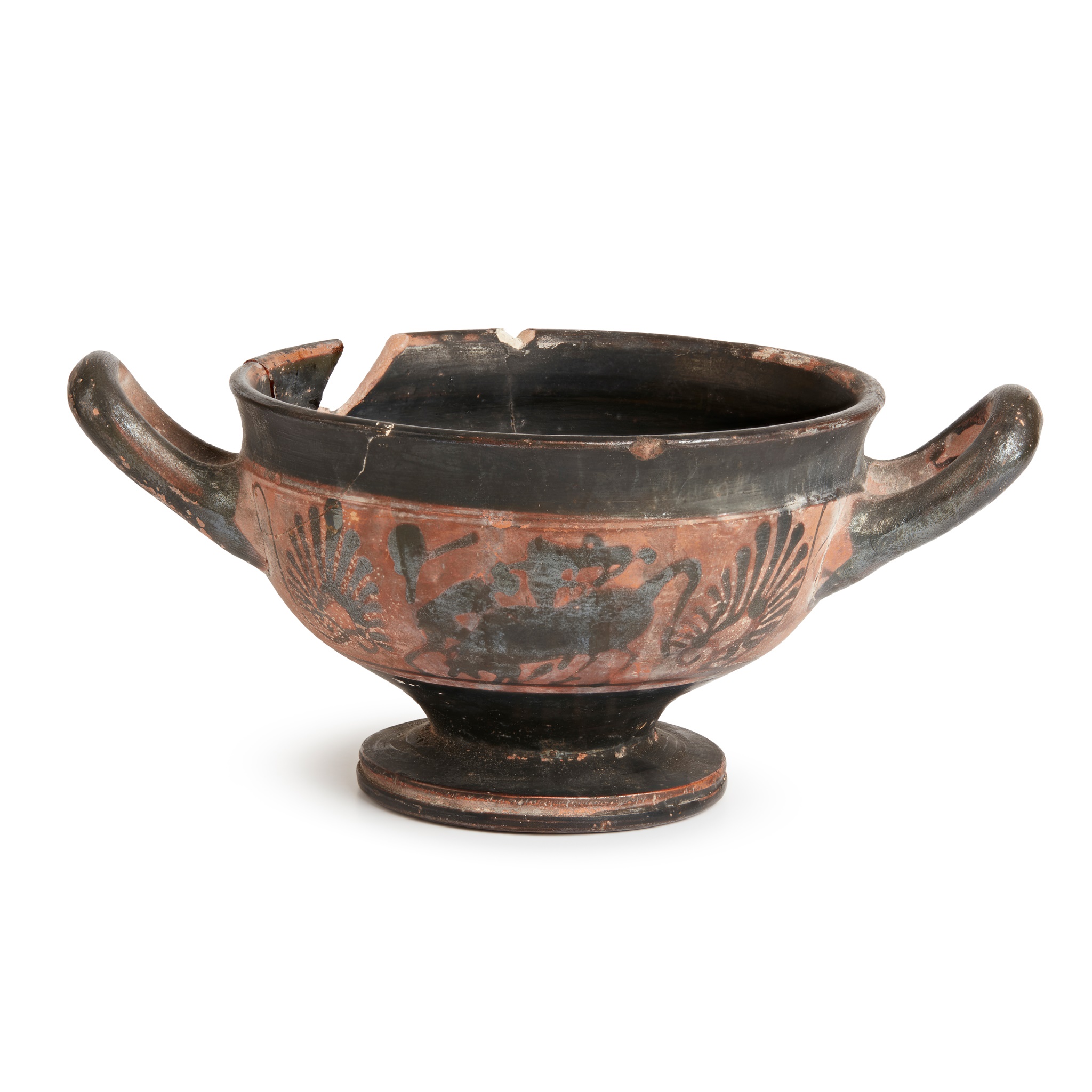 ATTIC BLACK FIGURAL STEMMED KYLIX