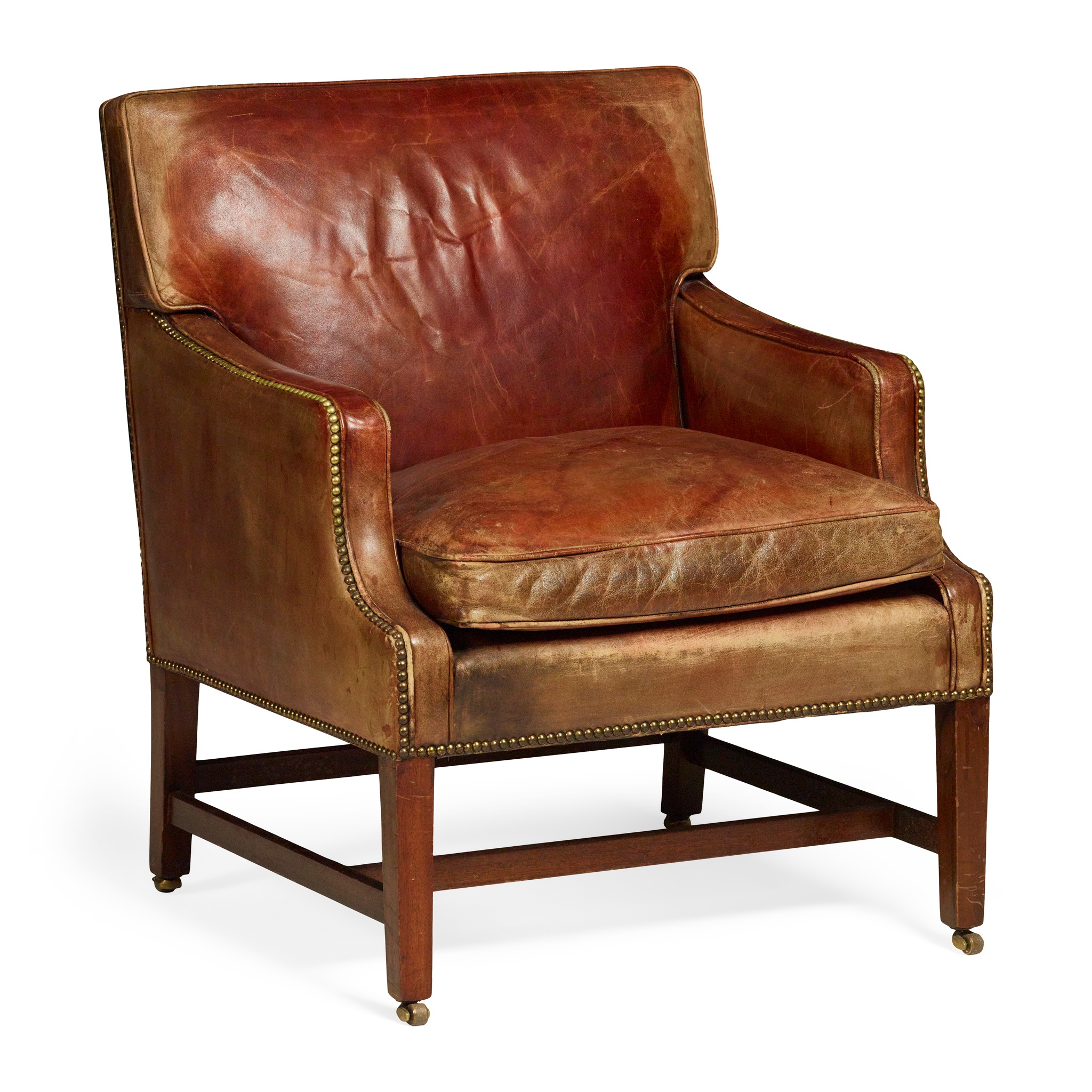 GEORGIAN STYLE LEATHER LIBRARY ARMCHAIR