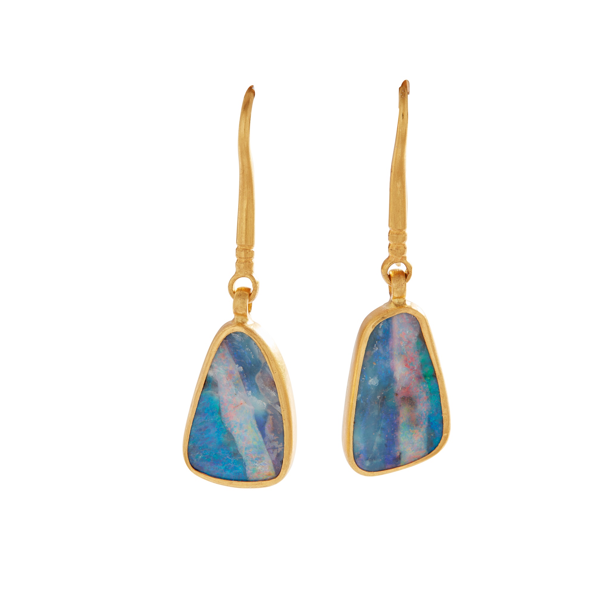 A pair of opal pendent earrings