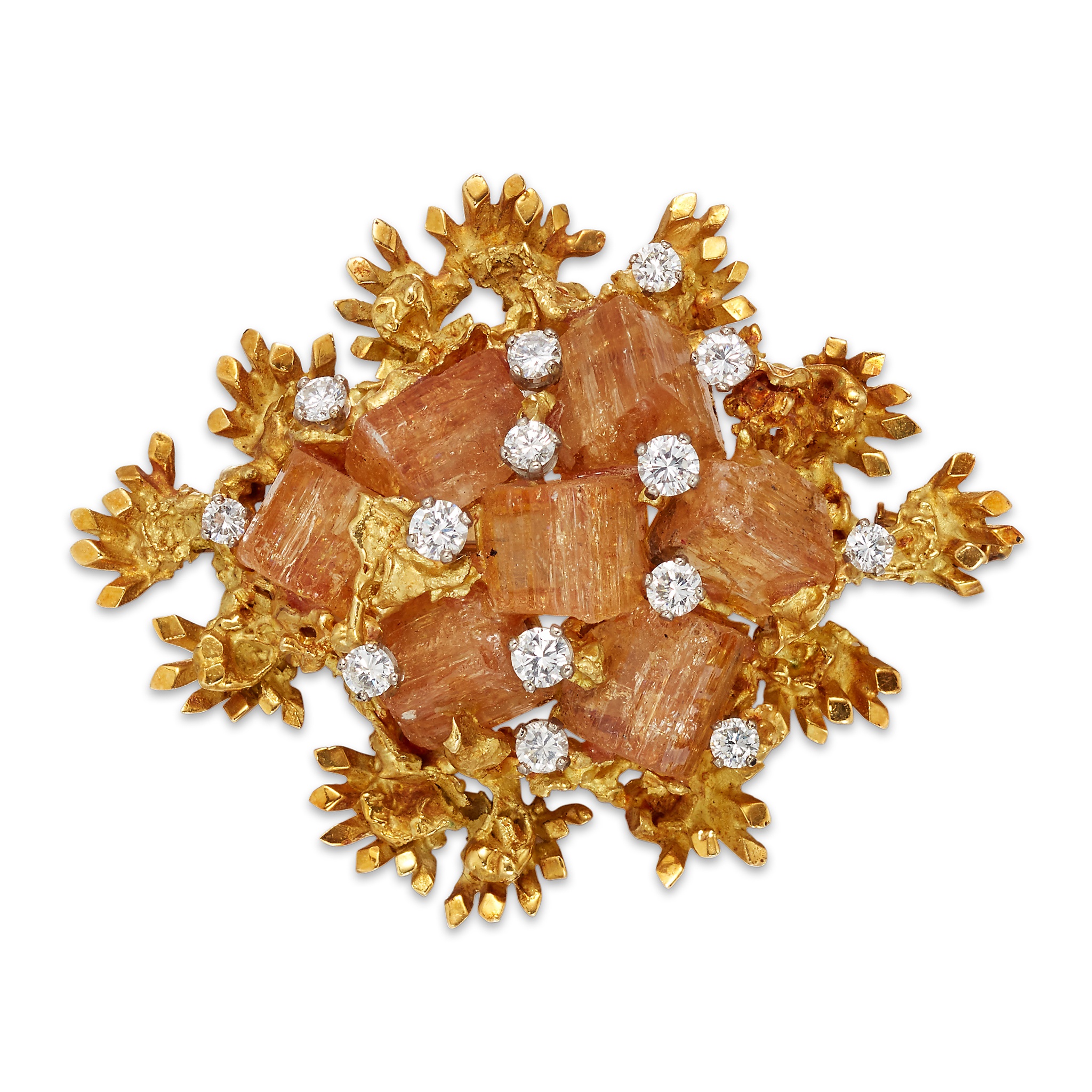 A topaz and diamond brooch, by John Donald, 1969