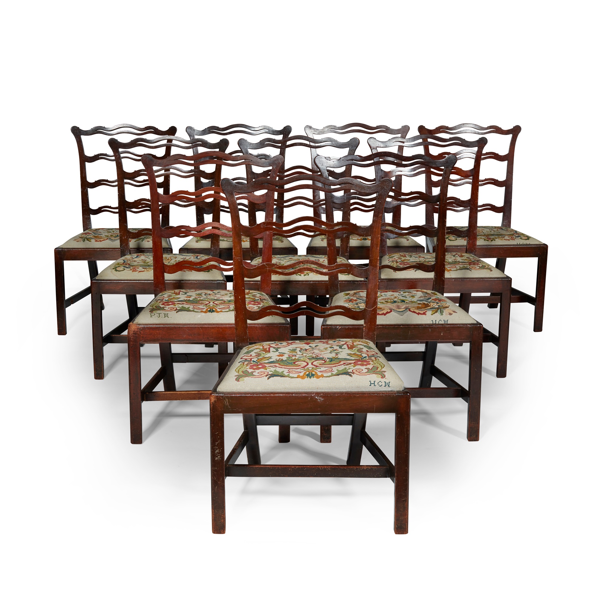 SET OF TEN GEORGIAN STYLE MAHOGANY DINING CHAIRS