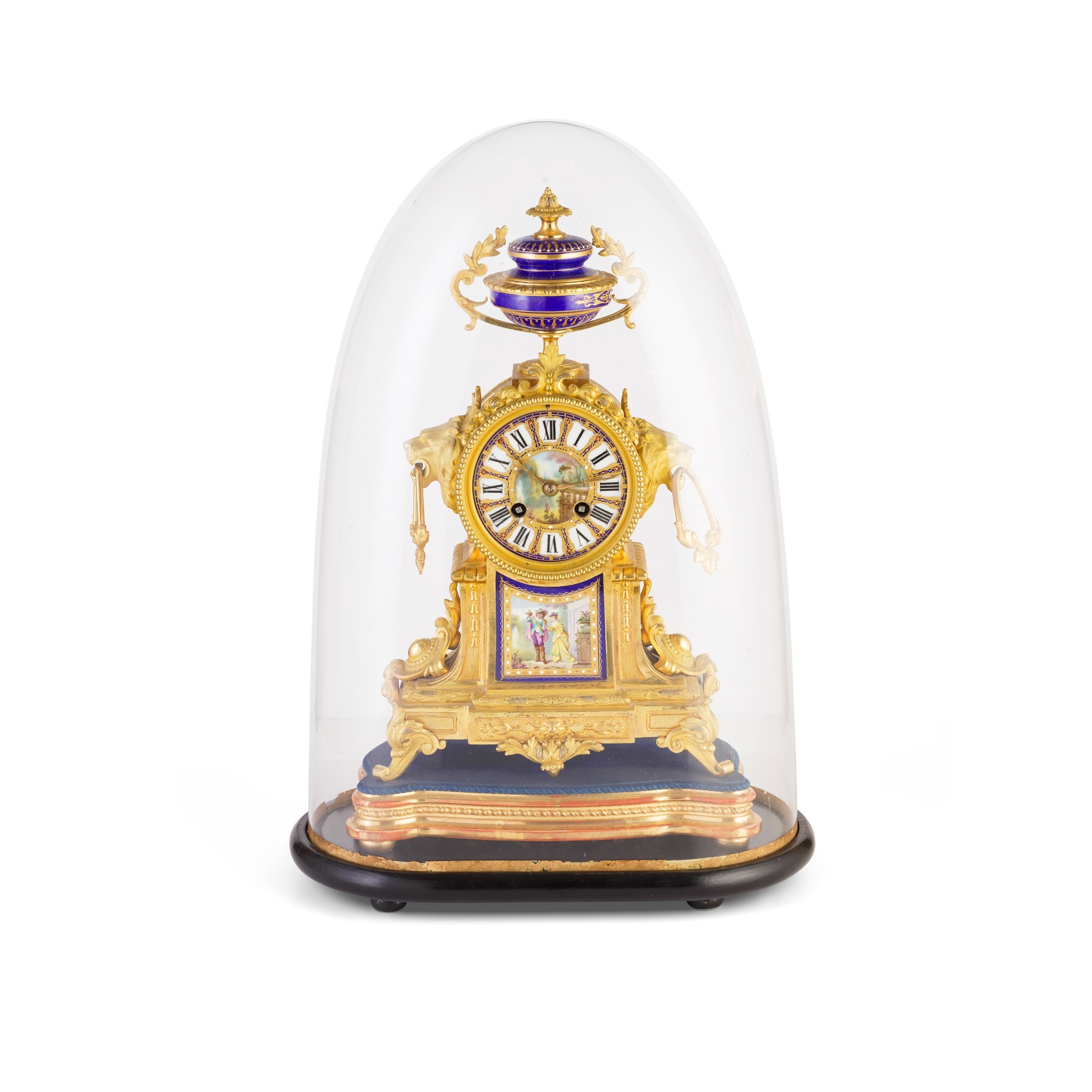 FRENCH PORCELAIN AND GILT METAL MANTEL CLOCK