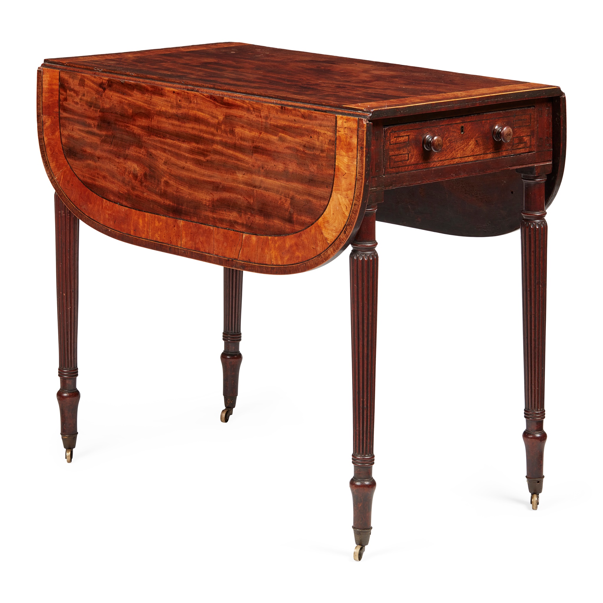 REGENCY MAHOGANY AND SATINWOOD PEMBROKE TABLE, IN THE MANNER OF GILLOWS