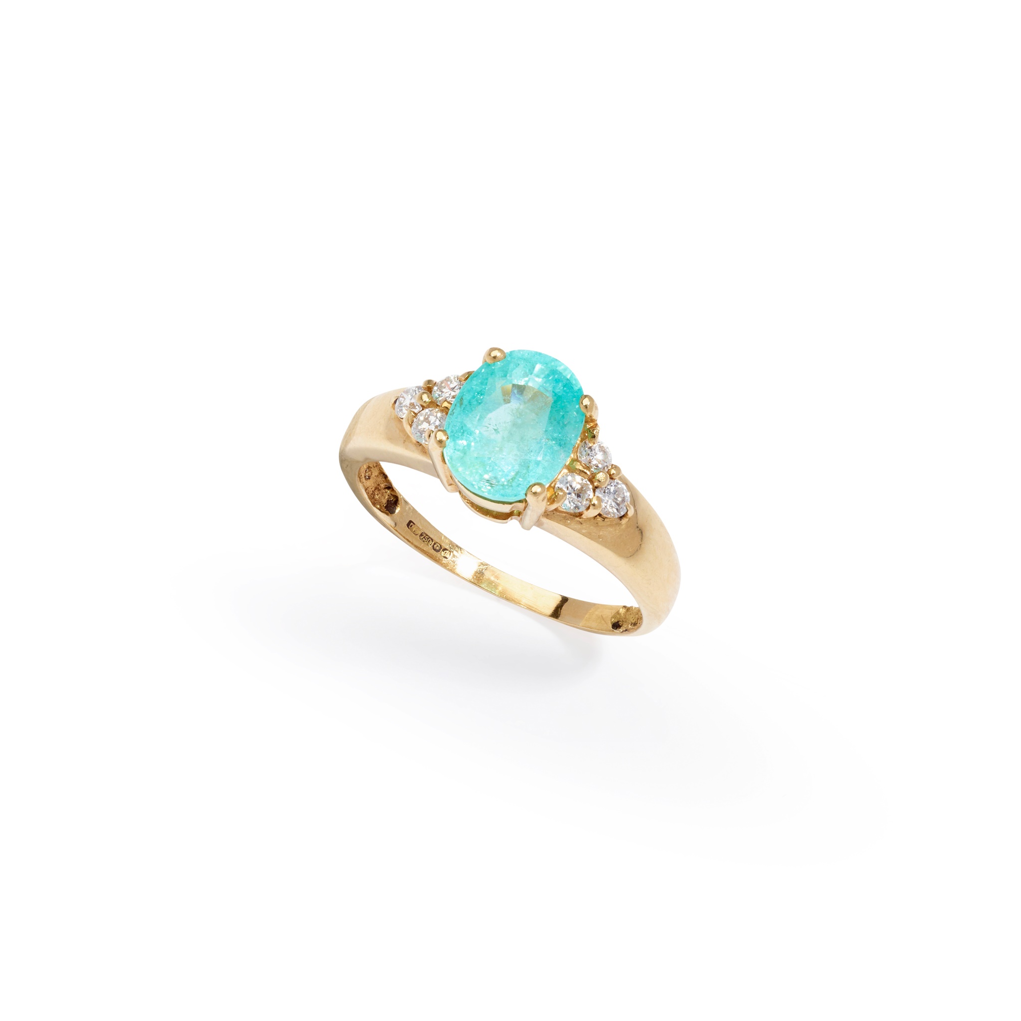 A paraiba tourmaline and diamond ring