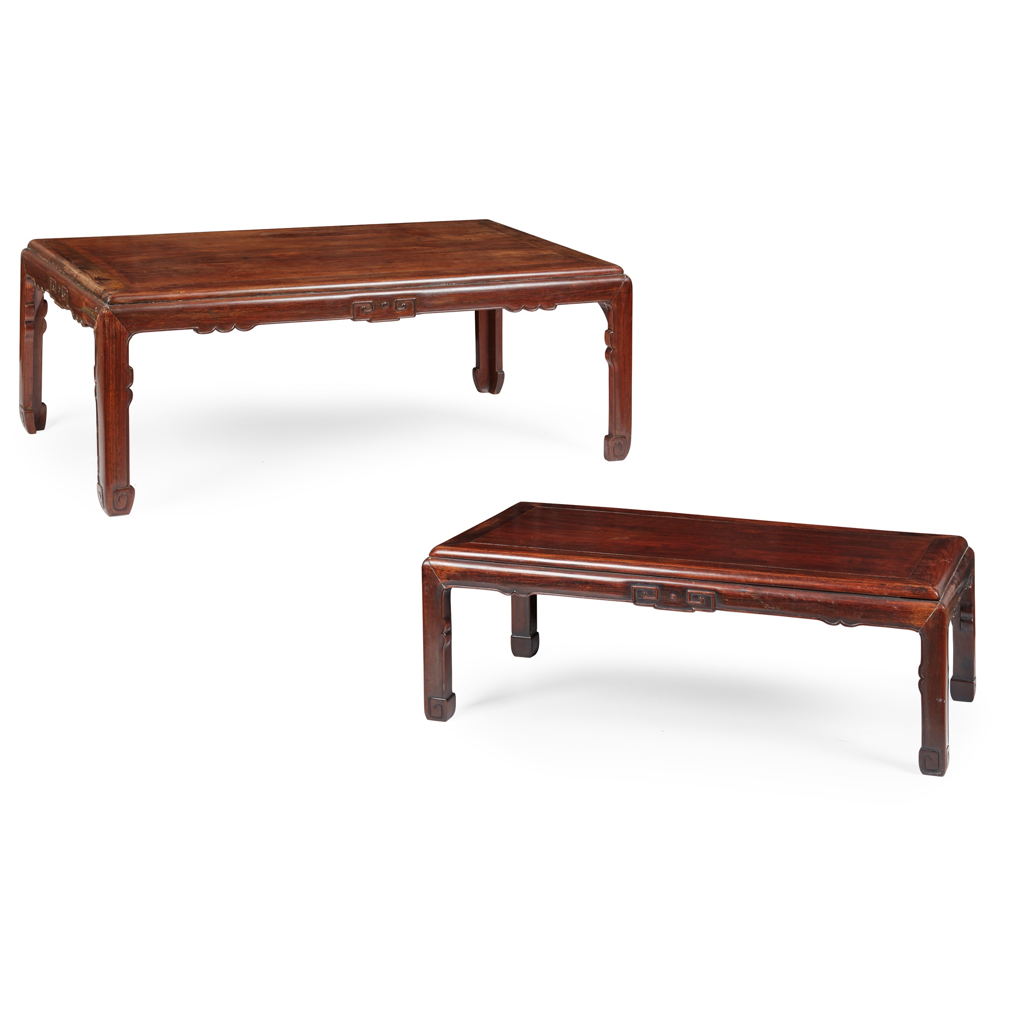 TWO HARDWOOD KANG TABLES