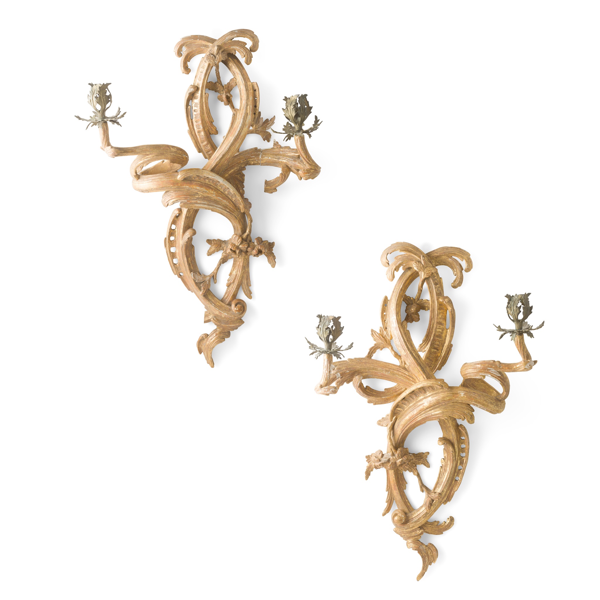 PAIR OF GEORGE III GILTWOOD WALL SCONCES