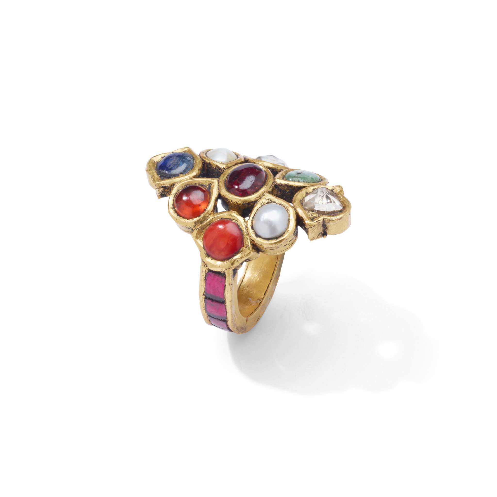 An Indian Navaratna gem-set dress ring