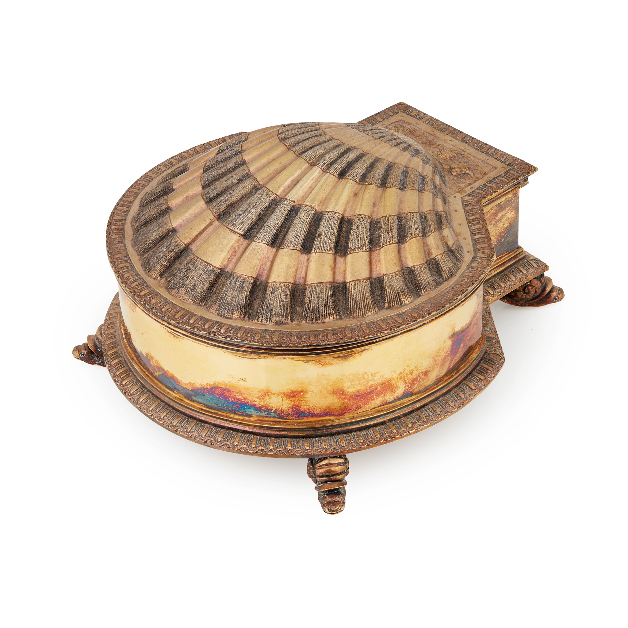 A Victorian silver-gilt inkwell