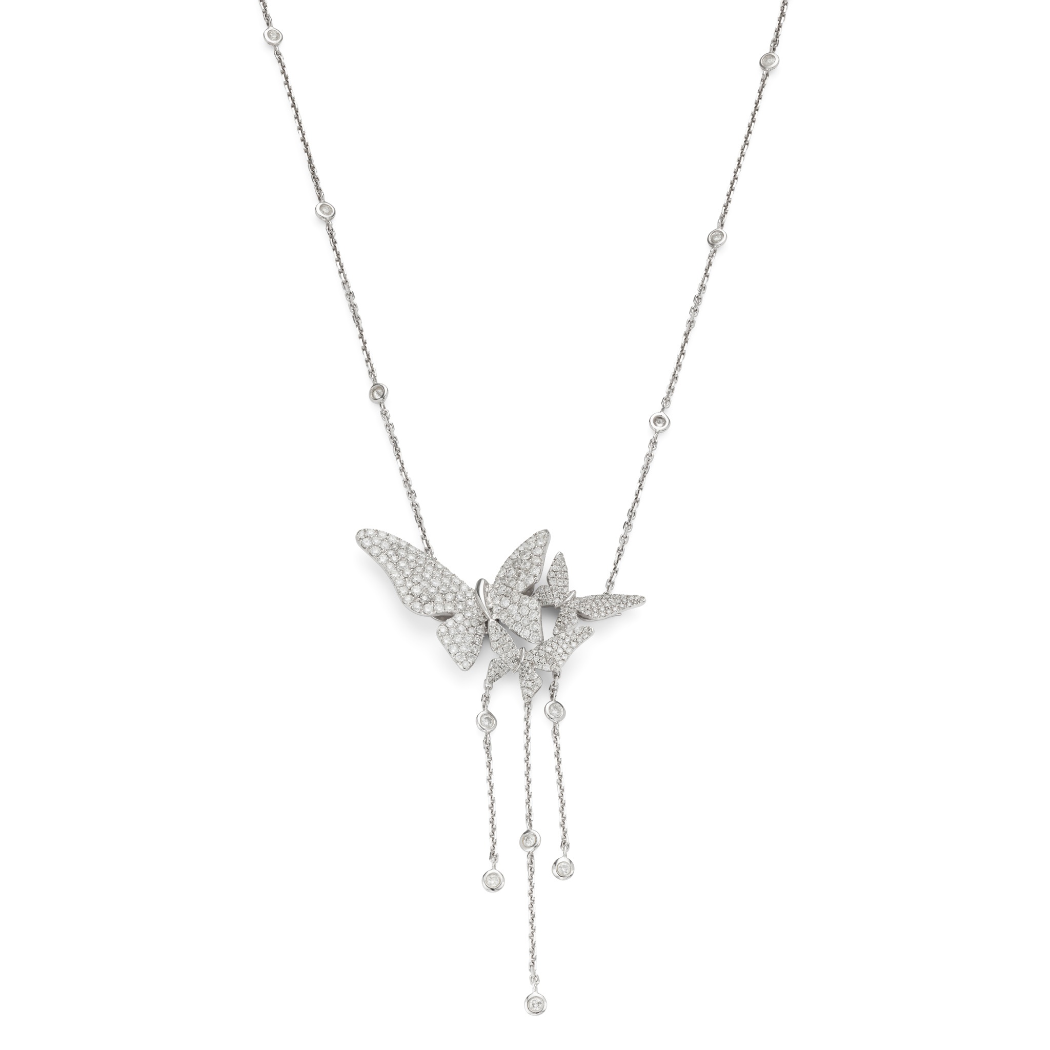 A diamond butterfly pendant necklace