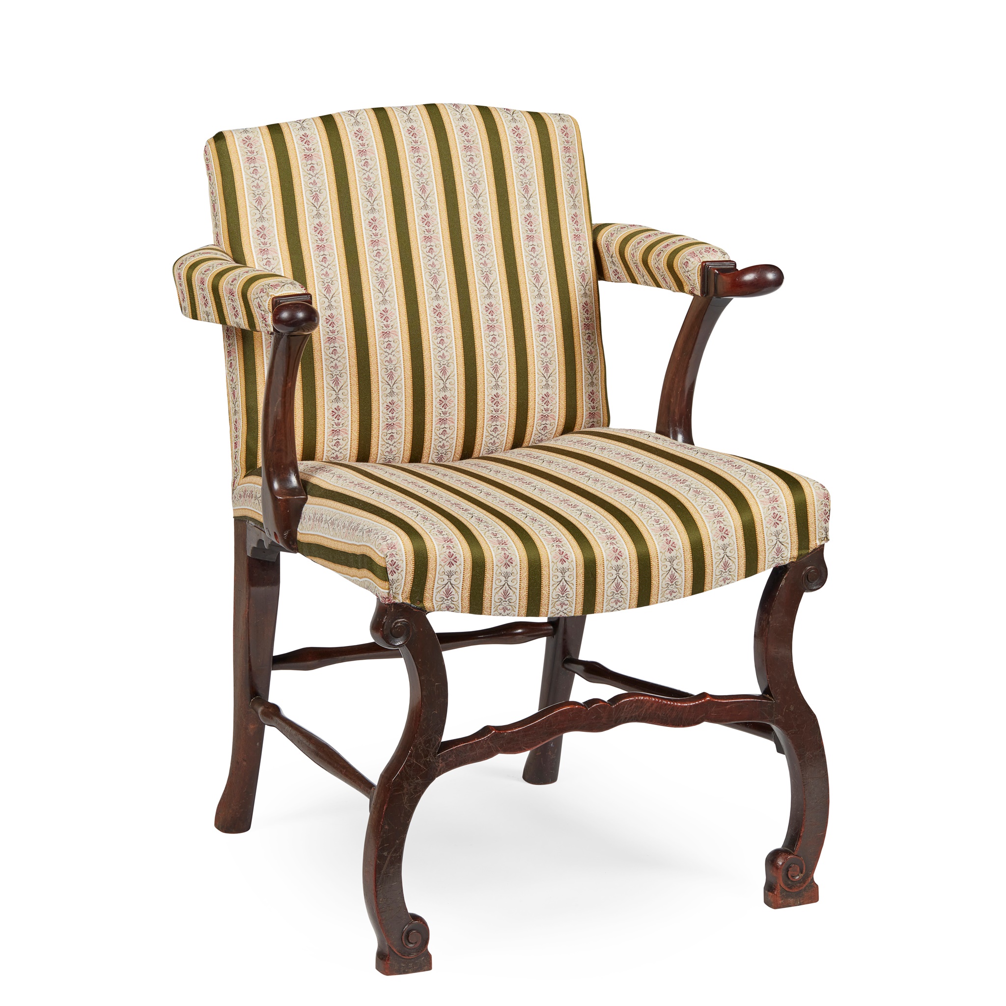 GEORGIAN MAHOGANY LIBRARY ARCHAIR