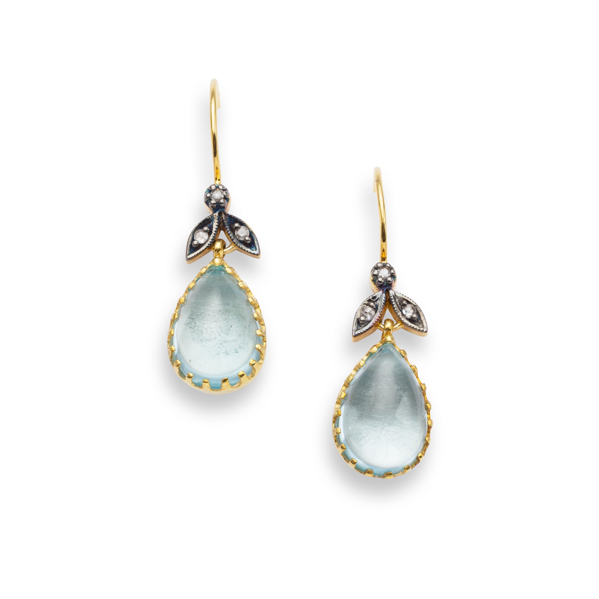 A pair of topaz and diamond earrings