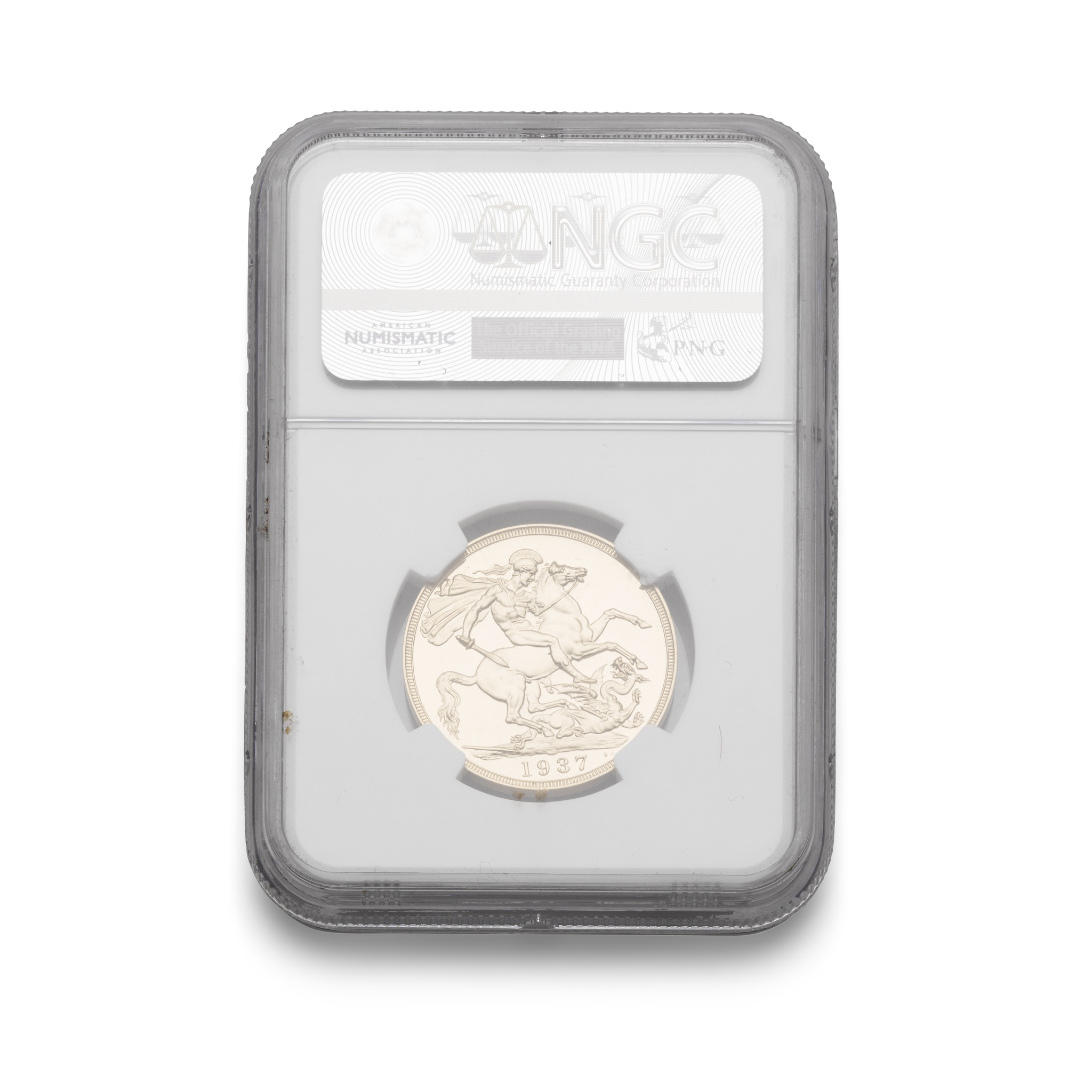 A 1937 gold proof £2 coin in GCBS slab