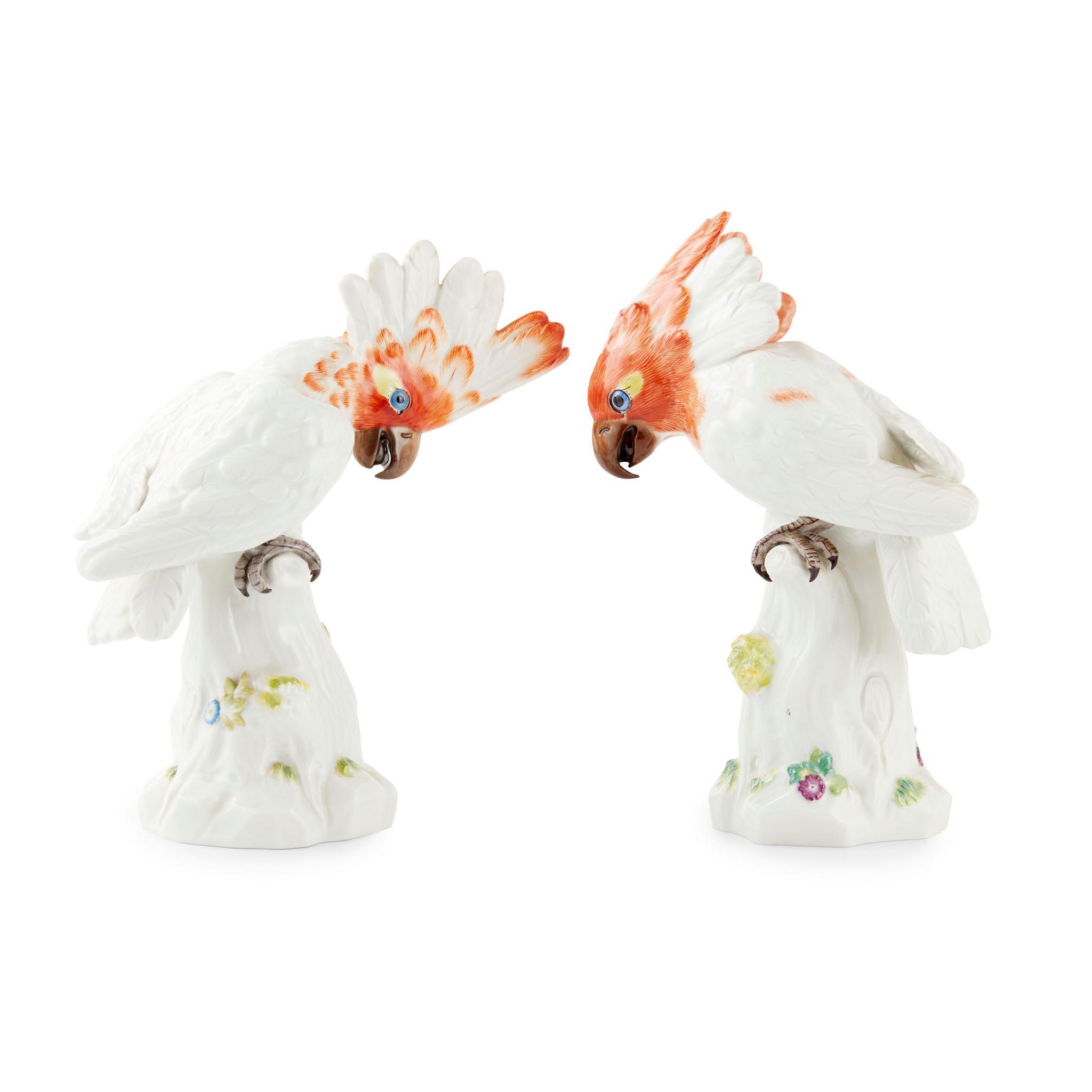 PAIR OF MEISSEN MODELS OF COCKATOOS