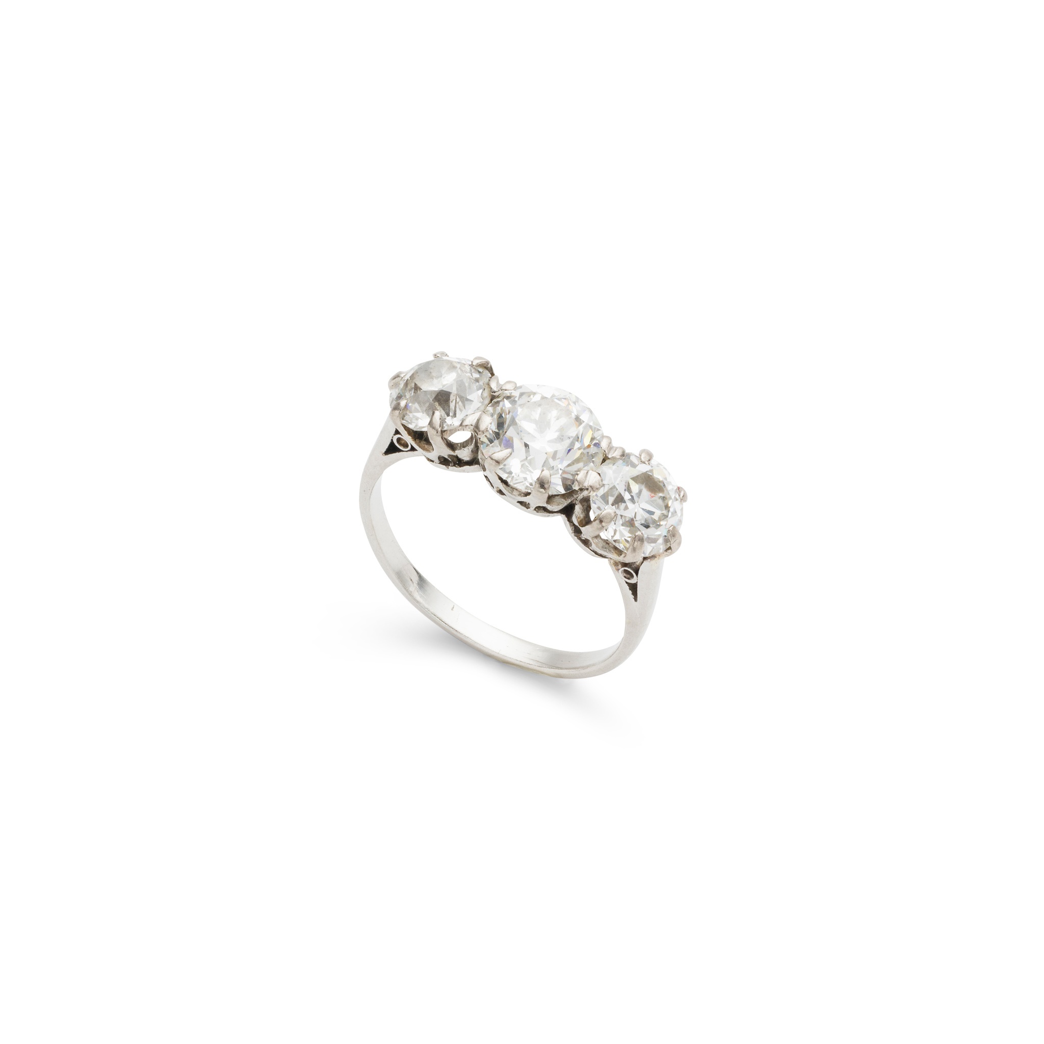 A diamond three-stone ring
