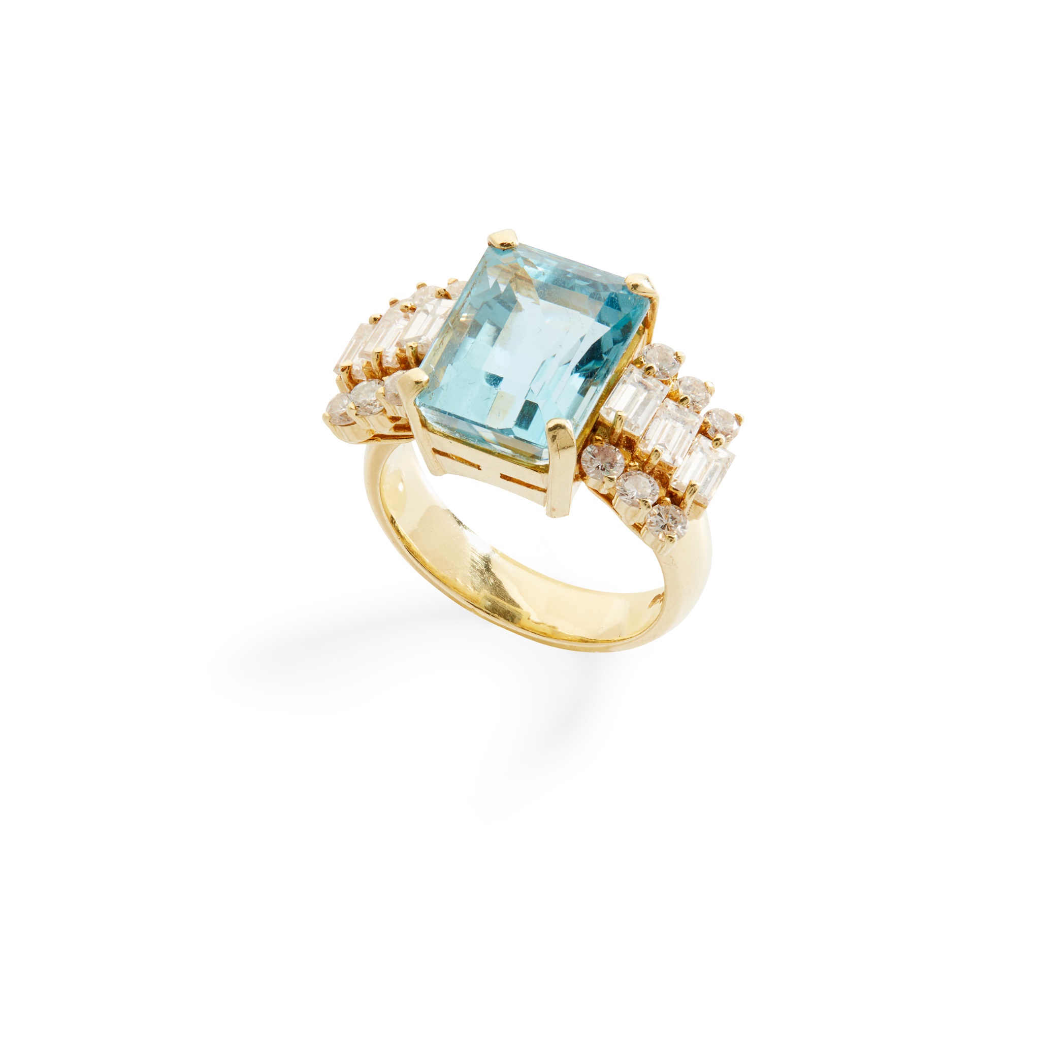 An aquamarine and diamond dress ring