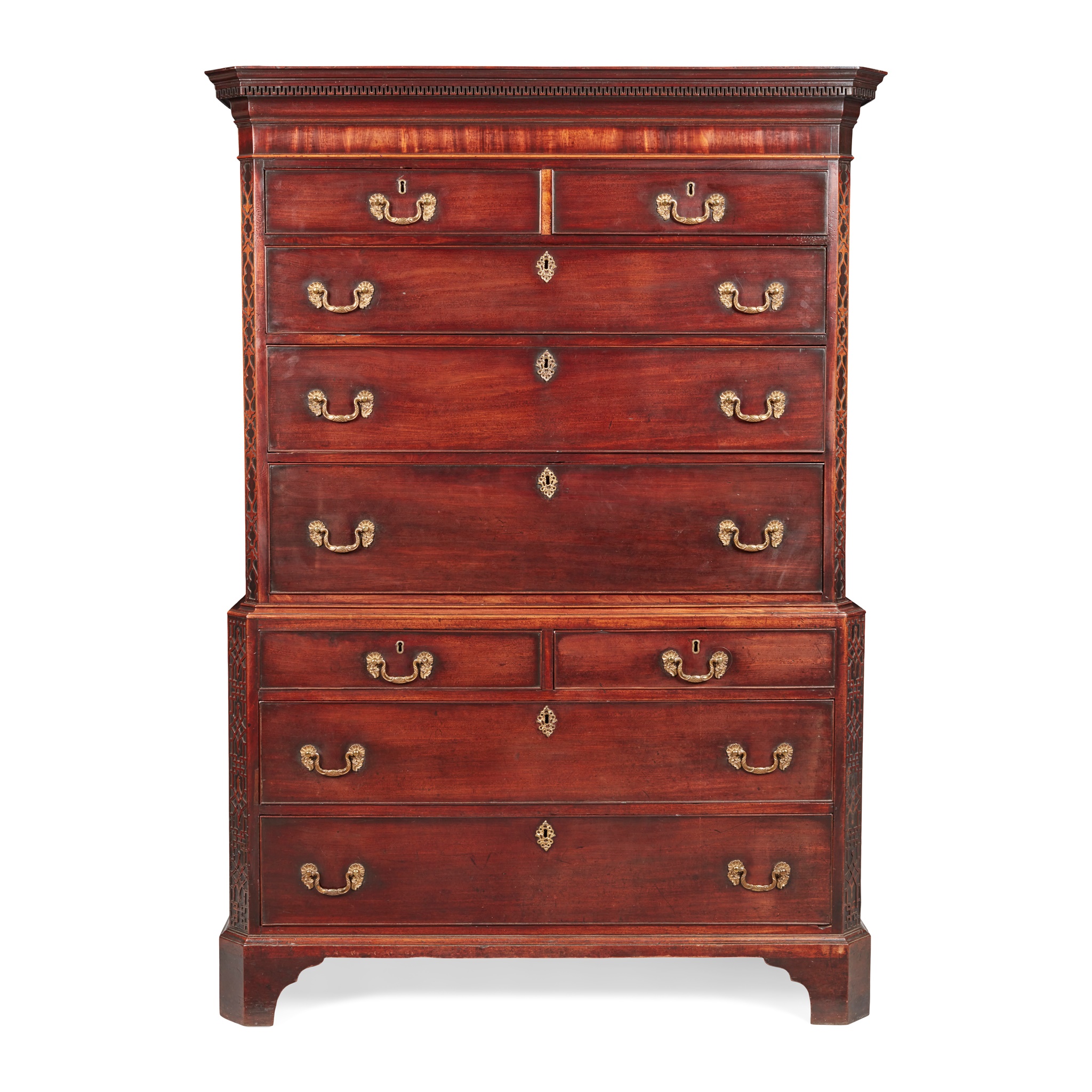 GEORGE III MAHOGANY SECRETAIRE CHEST-ON-CHEST