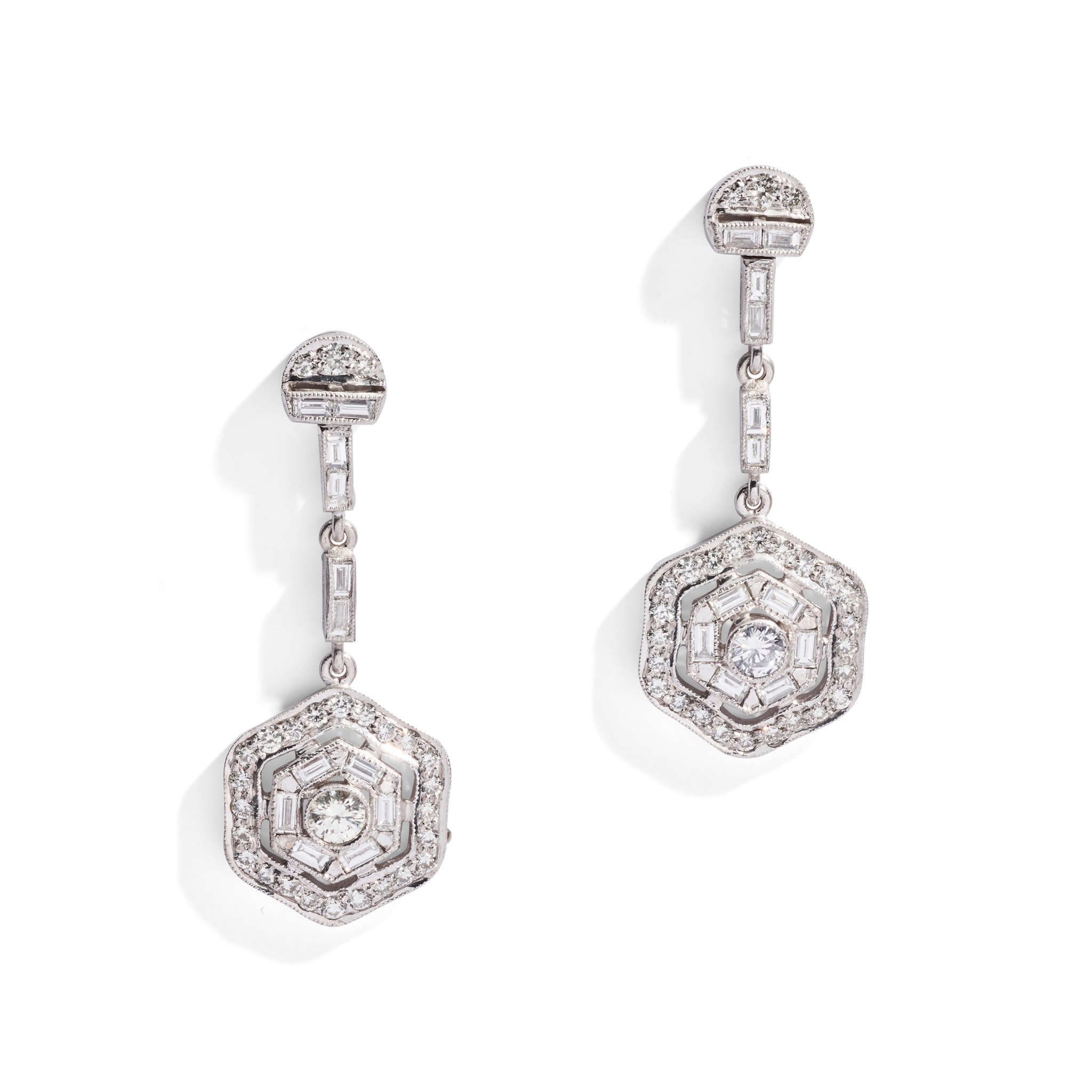 A pair of diamond earrings