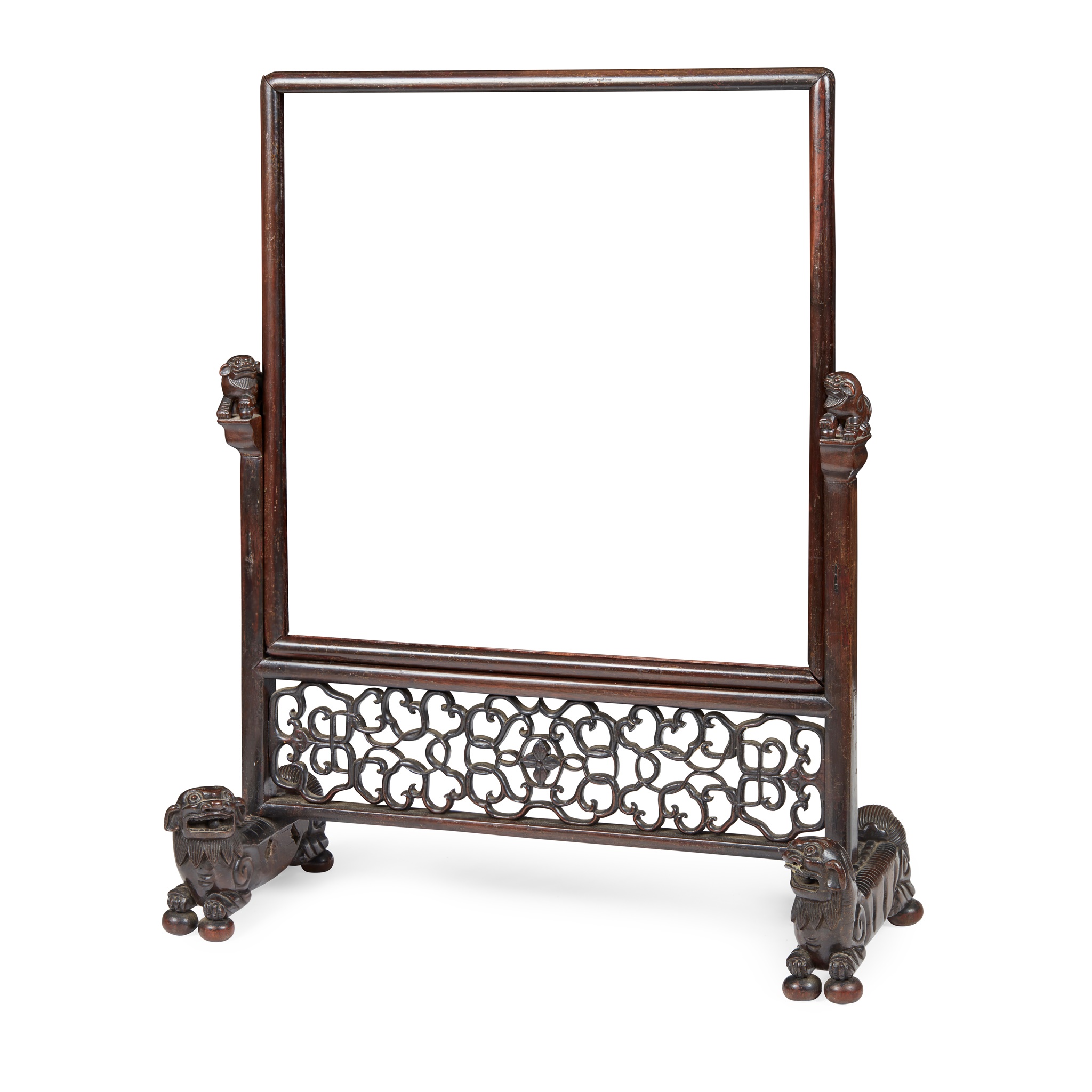 CARVED HONGMU TABLE SCREEN FRAME AND STAND