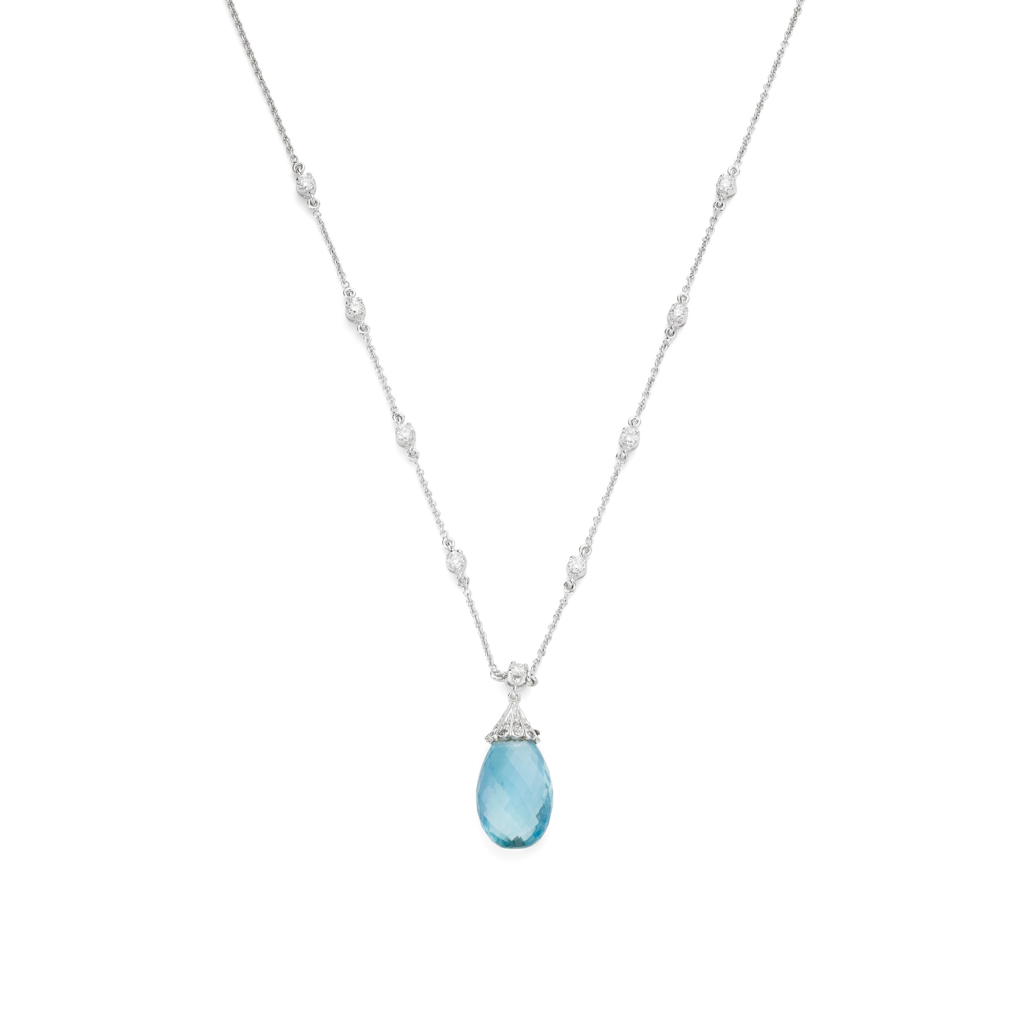 An aquamarine and diamond pendant
