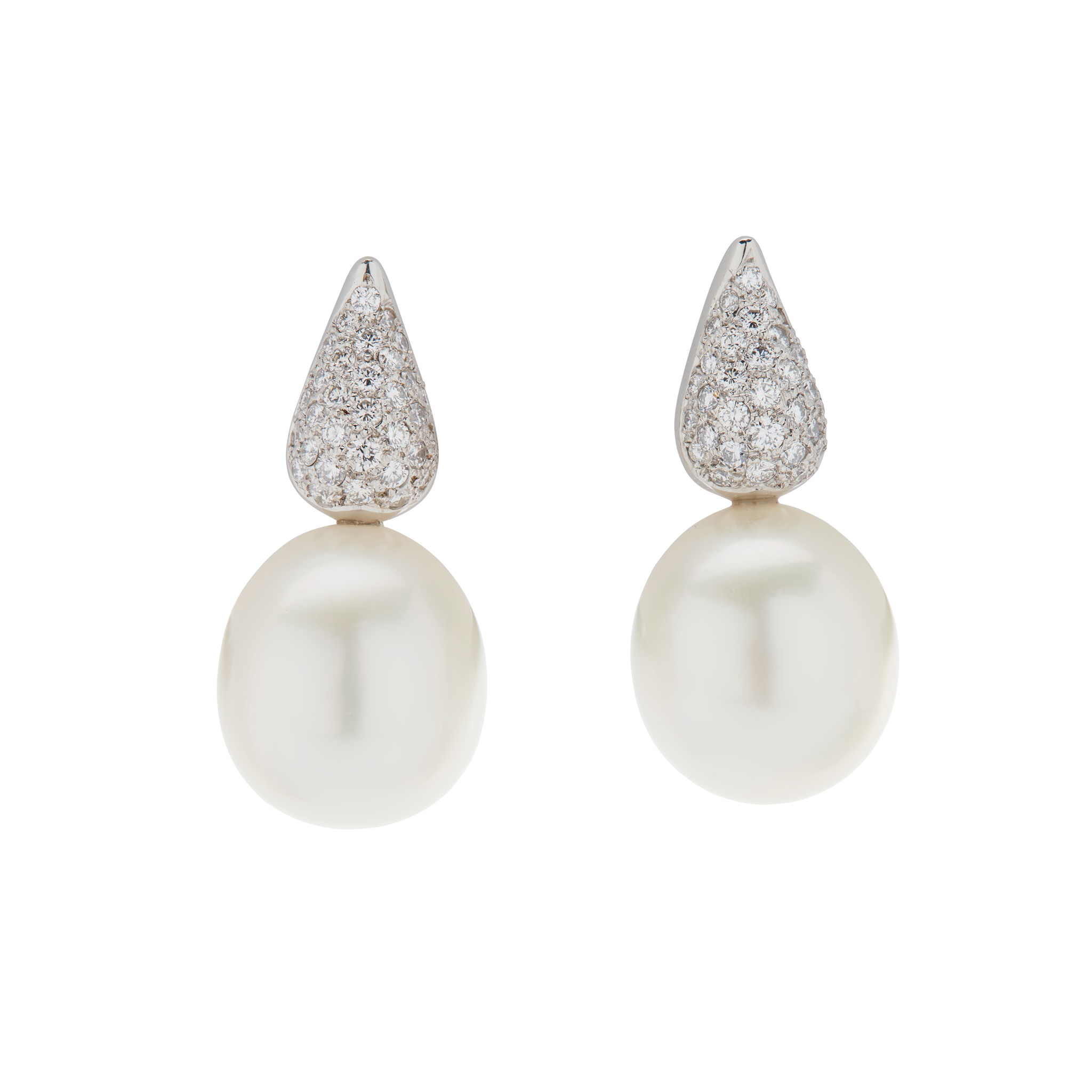 A pair of South Sea pearl and diamond earrings