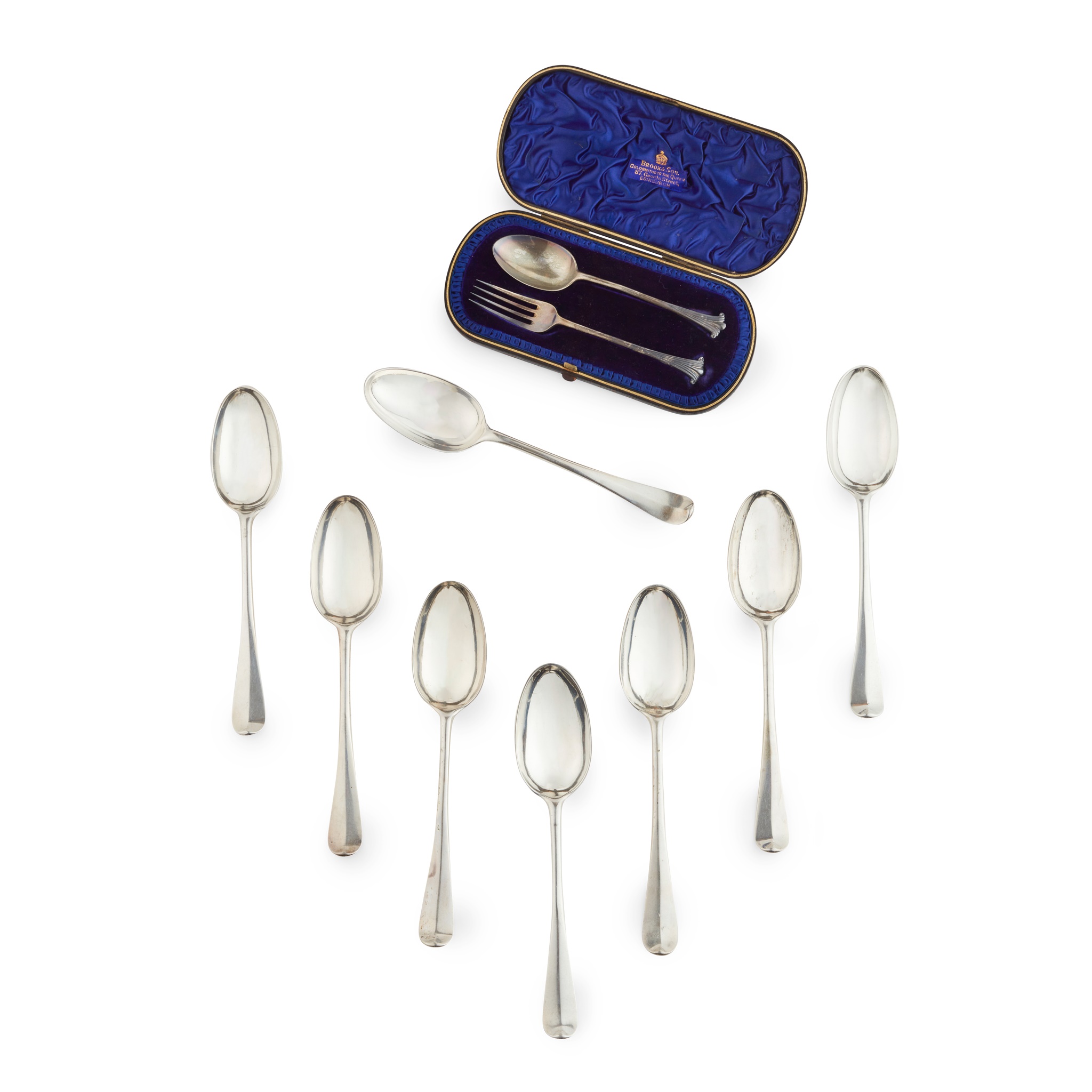A set of eight George III tablespoons